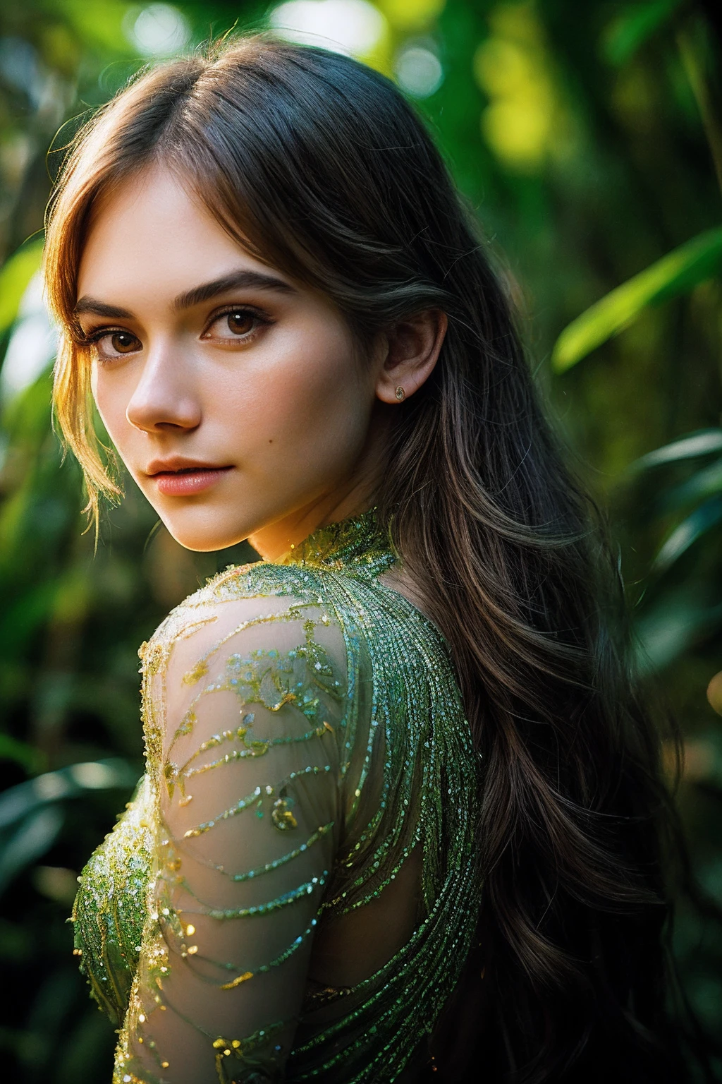 EmiliaJ_SoloTI_v1,
(Amidst the lush jungles of Pandora:1.1), (awe-inspiring close-up amidst Na'vi culture), mystical and courageous presence, (bioluminescent plants and floating mountains creating an enchanting backdrop), artistically captured photography, 35mm, natural and ethereal ambient light, vibrant and otherworldly hues, intricately detailed, (High Detail:1.1), Reverently focused, alien, dynamic and luminous lighting, (resilient expression in the frame), (piercing gaze details), textured elements, Na'vi essence, ((protagonist's determined aura)), vivid tones, alien details, mystical charm, subtle contrasts,
epiCPhoto,
<lora:add_detail:0.6>