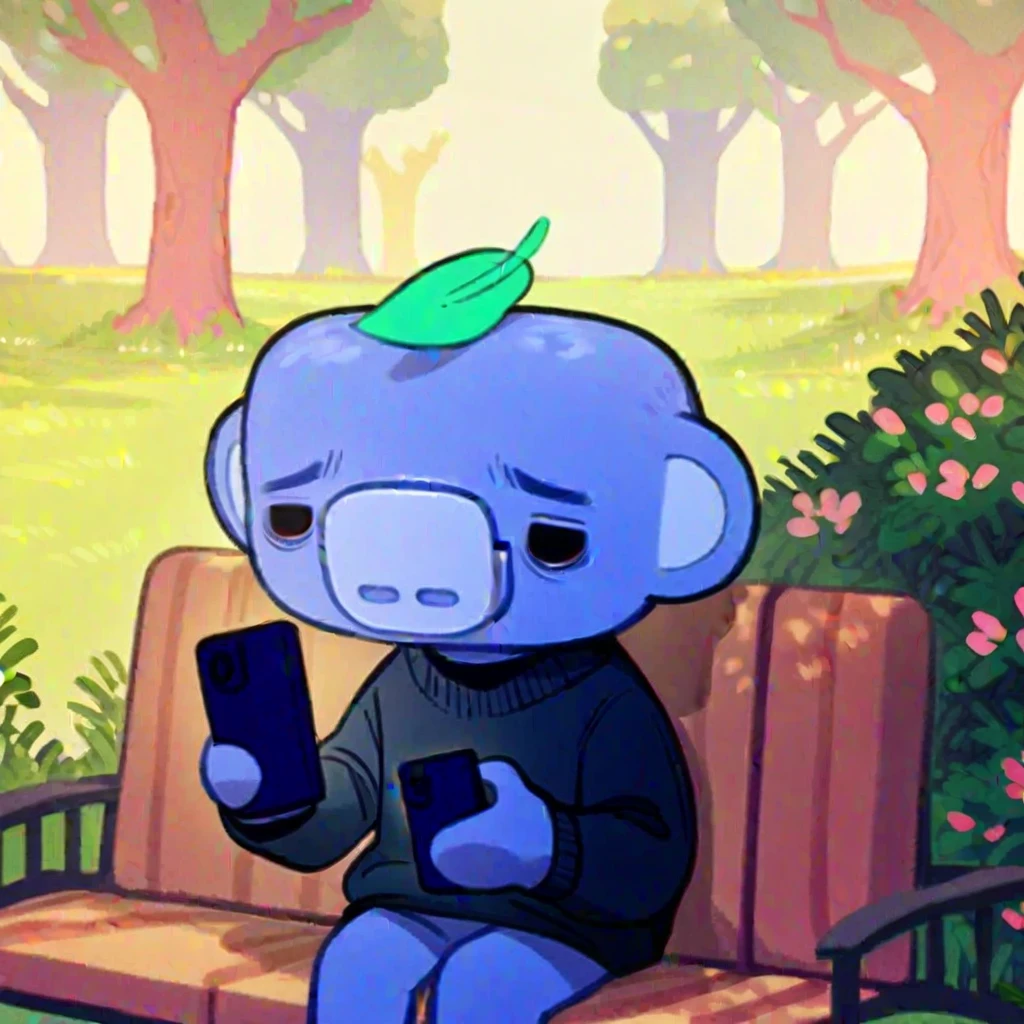 score_9, score_8_up, score_7_up, score_6_up, furry, discord, wumpus, 1boy, blue body, black sweater, holding phone, cry, sad, park, night,