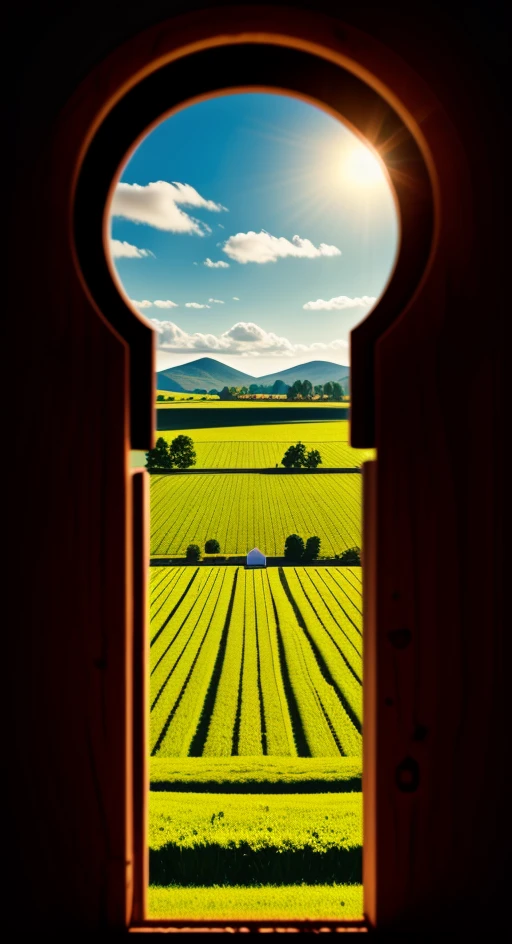 <lora:Keyhole_Art-10:0.85> keyhole_art, farmland, scenery, landscape, <lora:LCM_SD15:1.0>