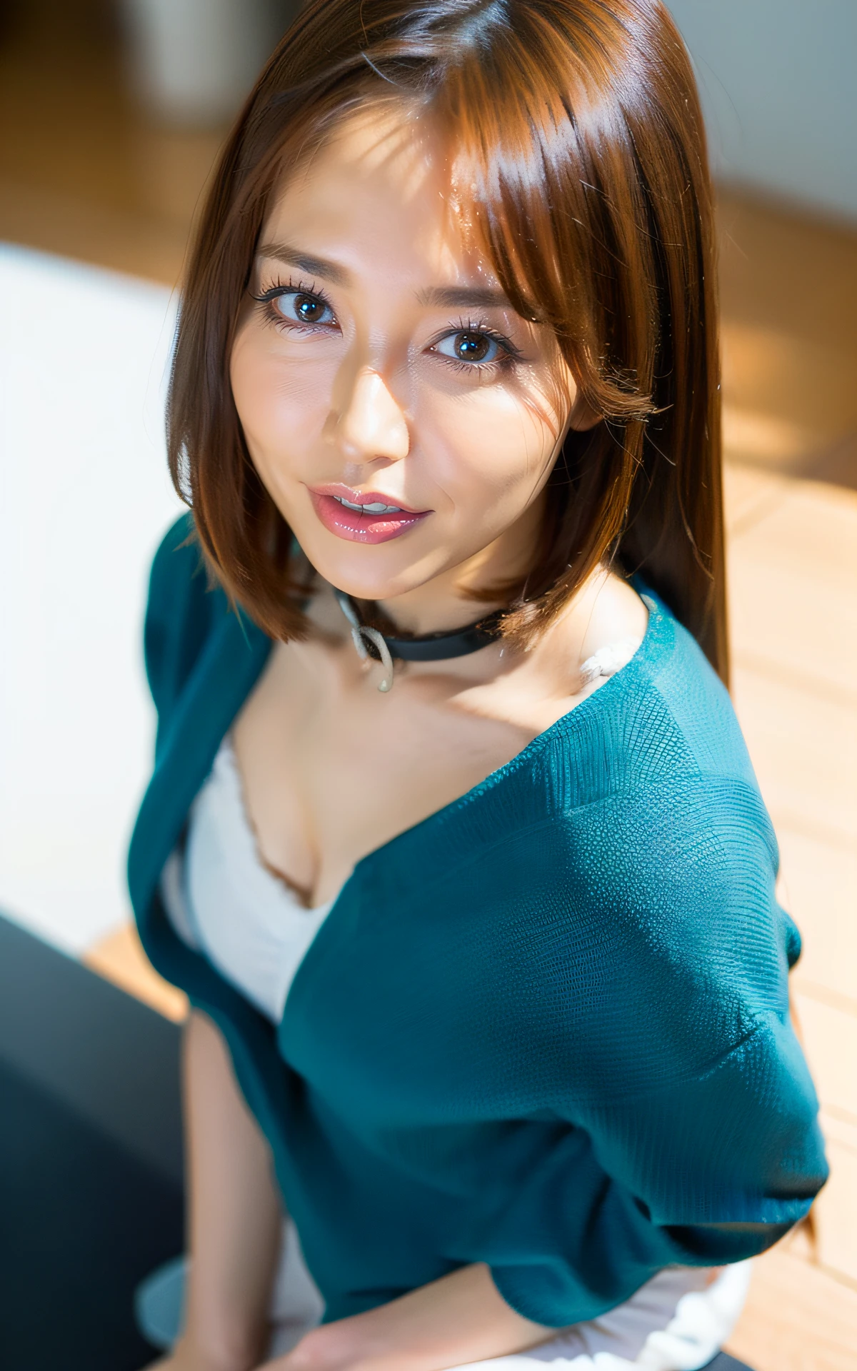 <lora:Yu_Shinoda:1> yu_shinoda,, (smiling:1.2),, (Fullbody:1.2) ,<lora:breastsizeslideroffset:-0.3>, onoff,stunning intricate full color portrait of a 30 years old very beautiful woman, Sharp Focus, low key lighting, shot on Lumix GH5, cinematic bokeh, detailed skin, from above incredibly absurdres, as poison (sf), long hair, collar, white crop top, denim shorts,