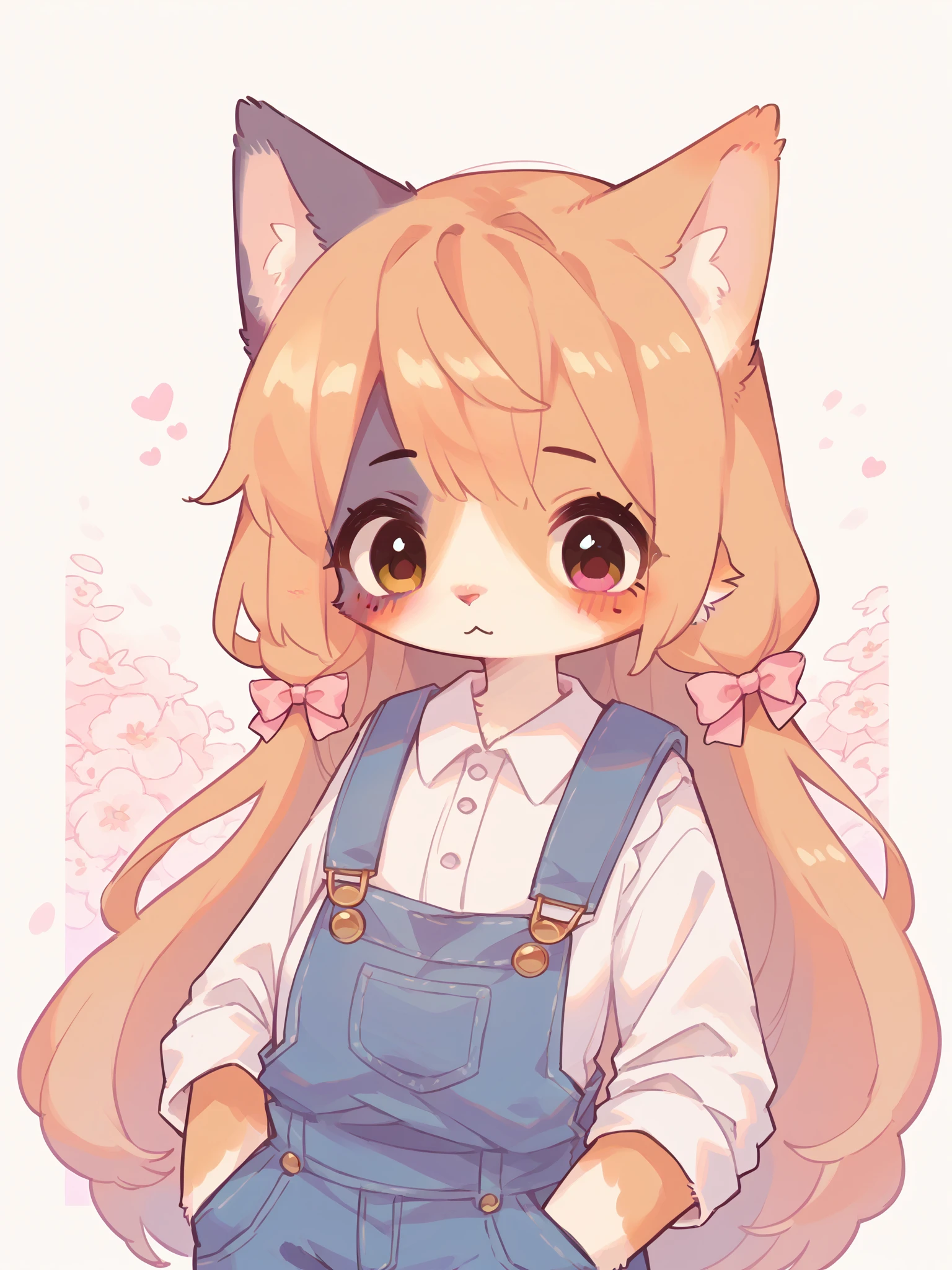 score_9, score_8_up, score_7_up, score_6_up, score_5_up, score_4_up, source_furry, source_anime, rating_safe, embedding:zPDXL2,
furry, kemono, 1girl, calico cat, bust, overalls, bows, long hair,