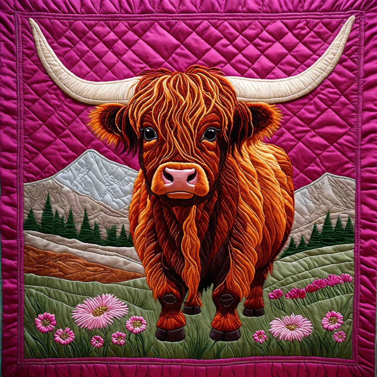 cs-qu1lt-1, brown Highland cow with one pair of horns