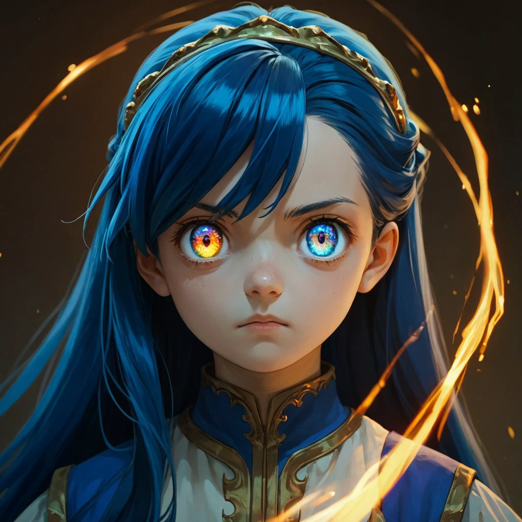 score_9, score_8_up, score_7_up, score_6_up, score_5_up, score_4_up, rating_safe, source_anime, 1girl, long hair, myne, blue hair, multicolor eyes, glowing