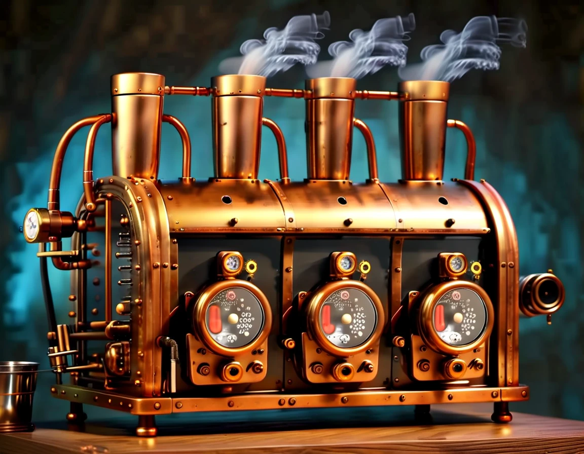 vintage steampunk { battle tank | battle mech | dirigible | city | factory | landscape | toaster | aircraft | race car | sphere | cube | kitchen | living room | truck | computer | luxury car | altar | artillery | warfare | coffee machine | excavator | village | people | man | woman | monster | combine harvester },