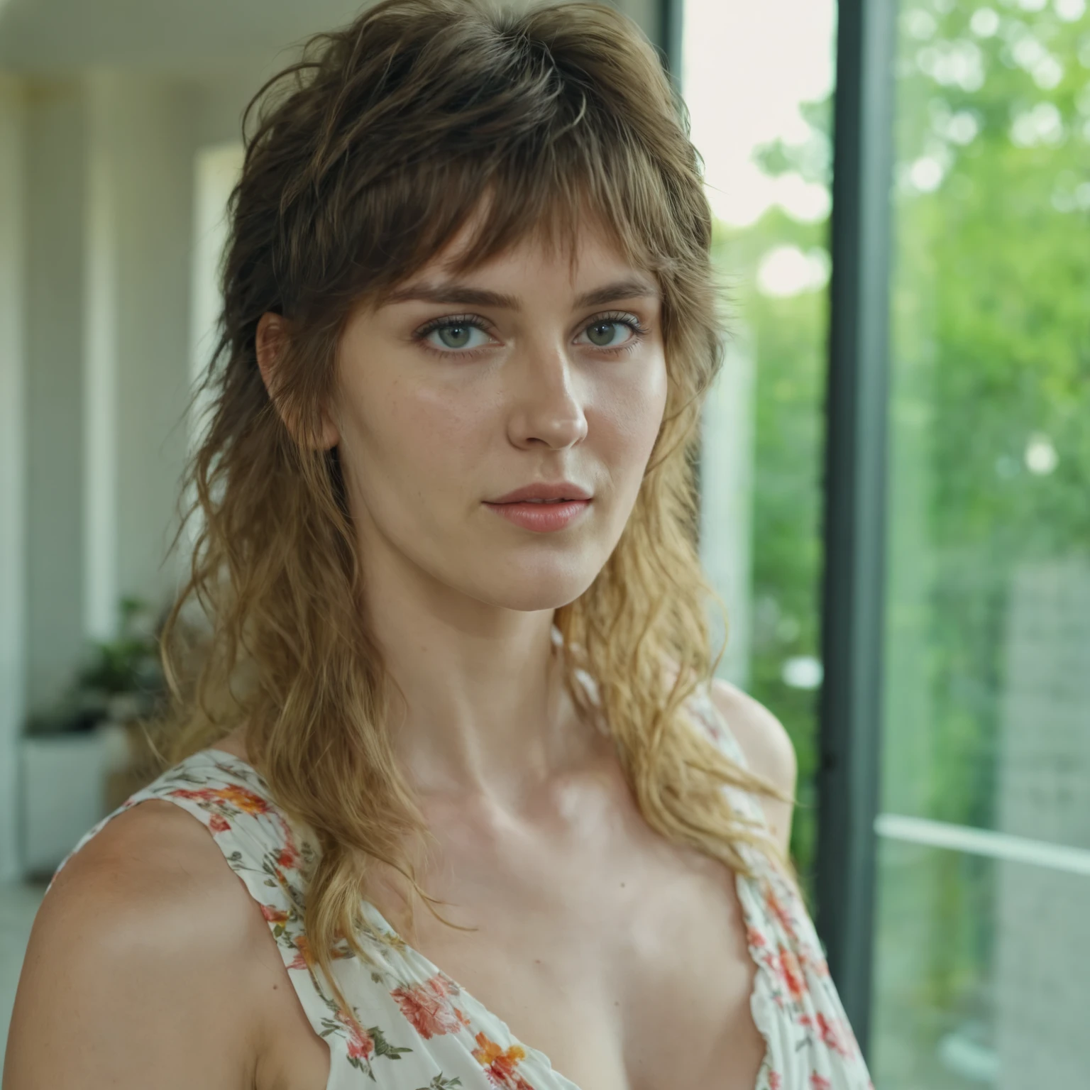 woman with a long shaggyMullet hair style, from front, close up, photograph, looking at viewer, natural light, subject, 8k uhd, dslr, __cf-model/hair-color/other__ hair, bright eyes, wearing flowing summer dress, clean atmosphere,cleavage, model pose,
<lora:concept_hair_shaggyMullet_sdxl_v1-shaggyMullet-000005:0.75>