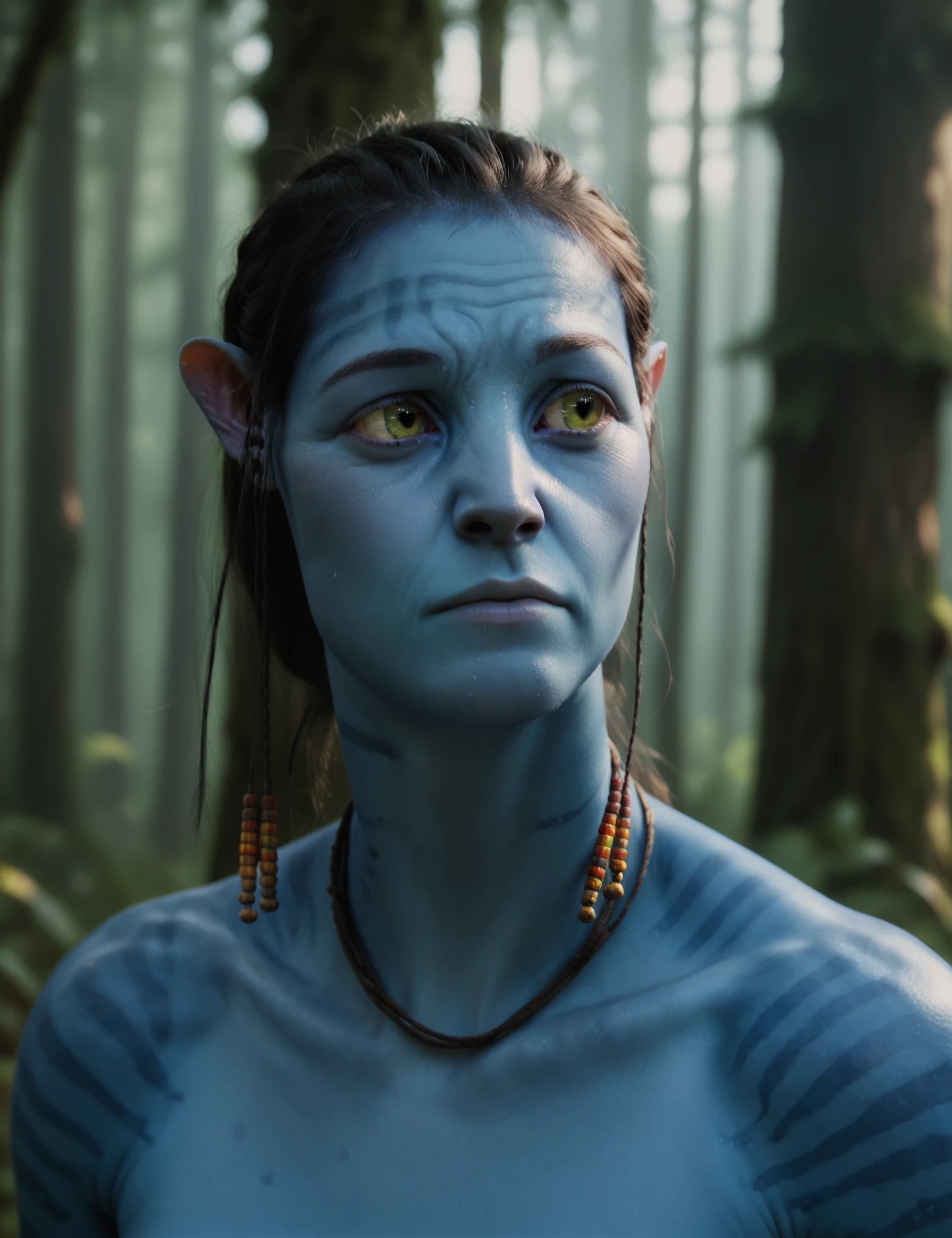 1girl, blue skin, portrait, forest background, closed mouth, looking to the left <lora:Grace_Augustine:0.85> gr4ce <lora:Pony_DetailV1.0:1>, score_9, score_8_up, score_7_up, score_6_up