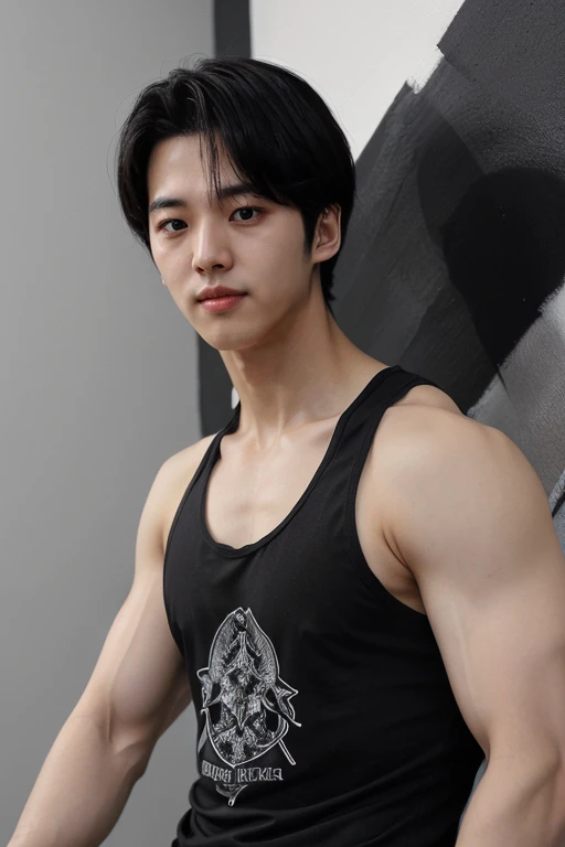 hongseok, face, muscular, black hair, fit tank top, tank top, (highres, ultra detailed) ((masterpiece)), ((best quality:1.1)), High Resolution, 8k,1boy, masterpiece, (photorealistic:1.4), 4k, high quality, masterpiece, dynamic poses, looking at viewer <lora:hongseok-000009:1> <lora:NSFWFilter:-1>