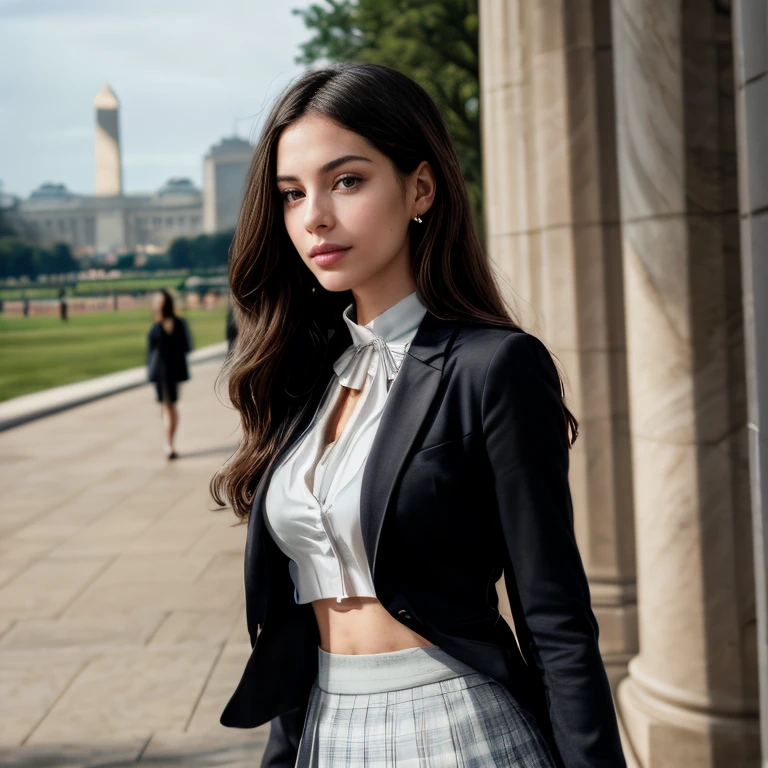 (Washington D.C. National Mall, SFW, tailored blazer, high-neck blouse, A-line skirt, flat shoes, exploring the monuments, late morning:1.35) Instagram_Influencer_107_By_Stable_Yogi
Faceshot_By_stable_yogi
Styler_Embedding_By_Stable_Yogi
<lora:Detail Blaster By Stable Yogi:0.5>
(center_parted_long_wavy_hair)