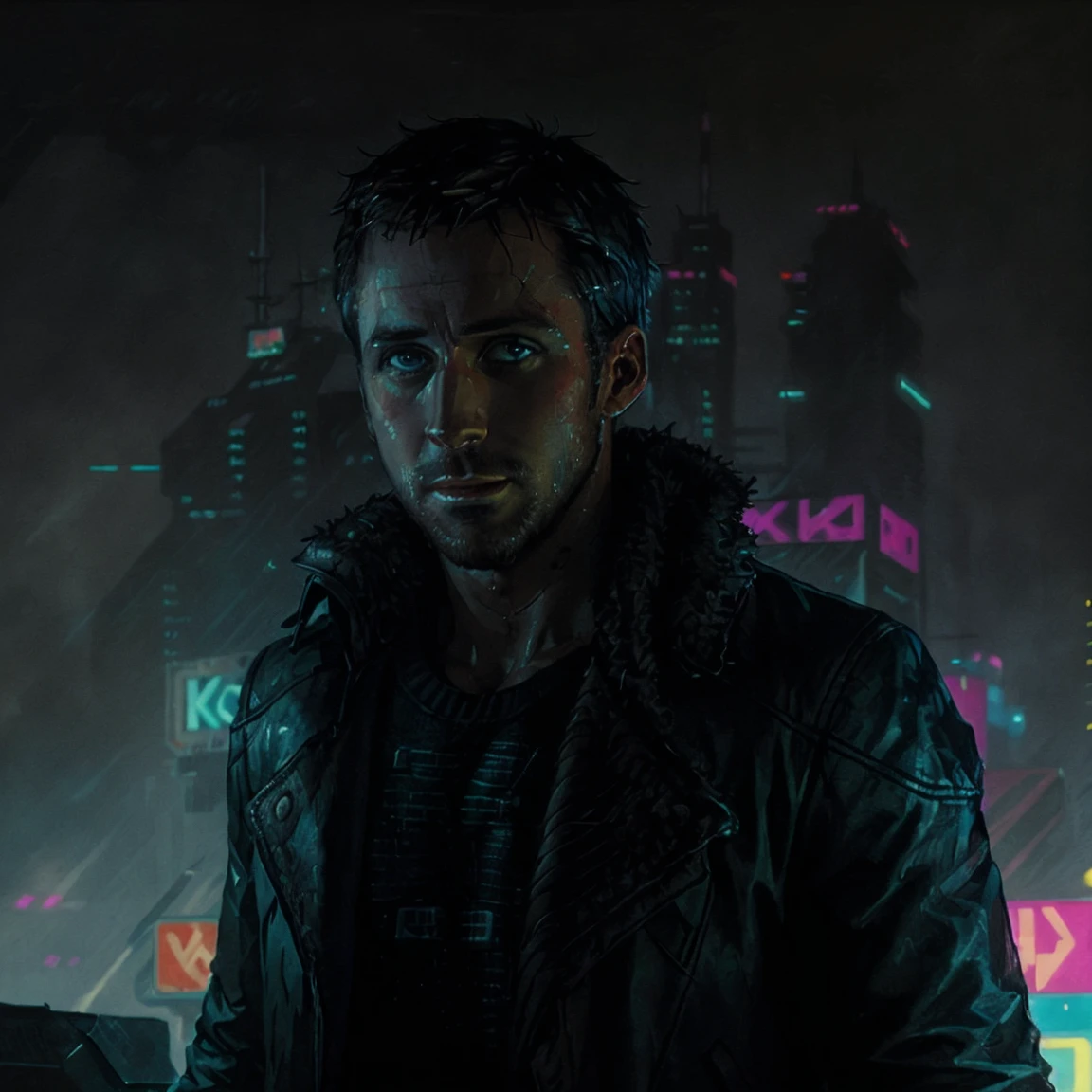 kd6dash3dot7, Masterpiece, colorful illustration of a Cyberpunk man with a jacket, (neon light on face), perfect face, blue eyes,  dynamic angle, [Bold|Bright] colors, 90s cyberpunk artwork,closeup, dynamic composition, by brom,
<lora:kd6dash3dot7epoch6:0.7>