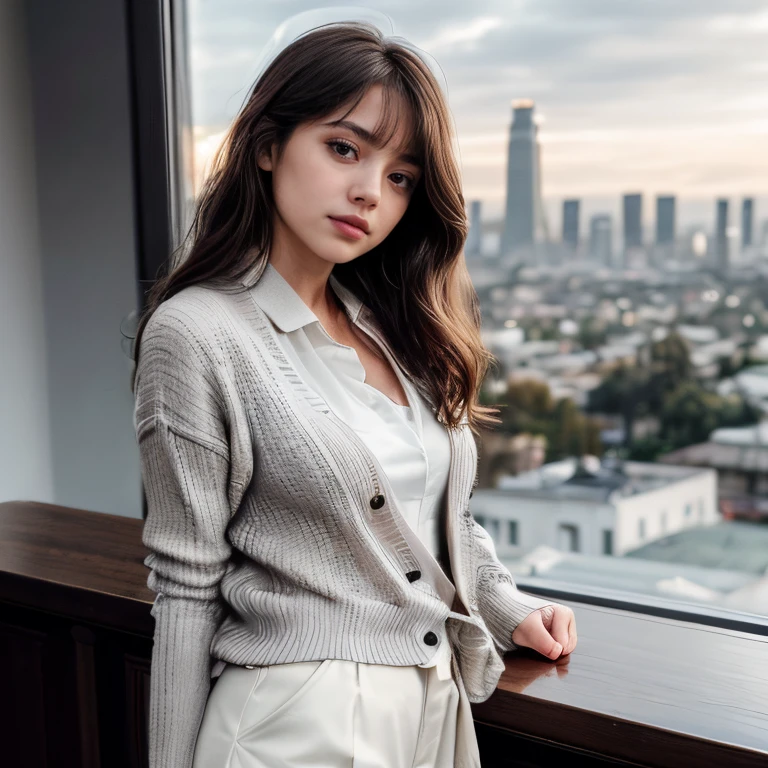 (Los Angeles Griffith Observatory, SFW, lightweight long-sleeve cardigan, cotton blouse, tailored chinos, comfortable loafers, viewing the city skyline, midday:1.35) Instagram_Influencer_108_By_Stable_Yogi
Faceshot_By_stable_yogi
Styler_Embedding_By_Stable_Yogi
<lora:Detail Blaster By Stable Yogi:0.5>
(center_parted_long_wavy_hair)