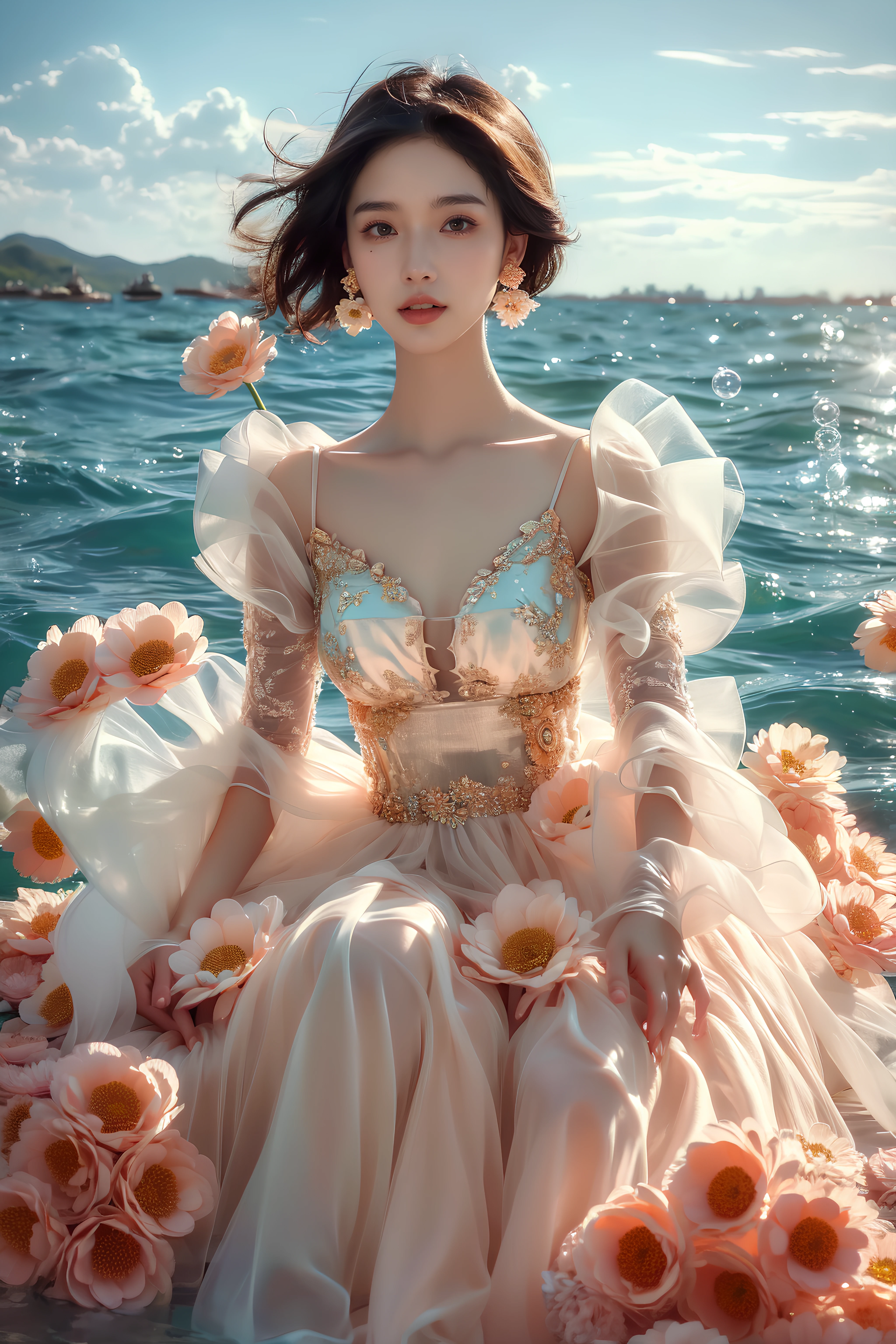 Gigaz - Woman on Floral Platform by the Sea v1.0