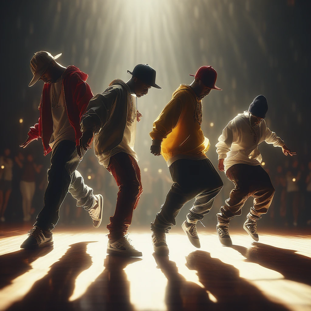 D4NC3RS, a group of people are dancing in a line, hip hop dancing, cinematic angle, cinematic lighting, best quality, masterpiece