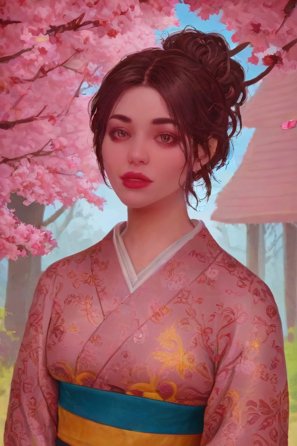 score_9,score_8_up,score_7_up,score_6_up,score_5_up,score_4_up,<lora:Turbo_XL:1>,<lora:Alina_Becker:1>,alina_becker,pale skin,makeup,brown eyes,1girl,kimono,cherry blossoms,upper body,<lora:JustsomenoobLycoXL:1>,