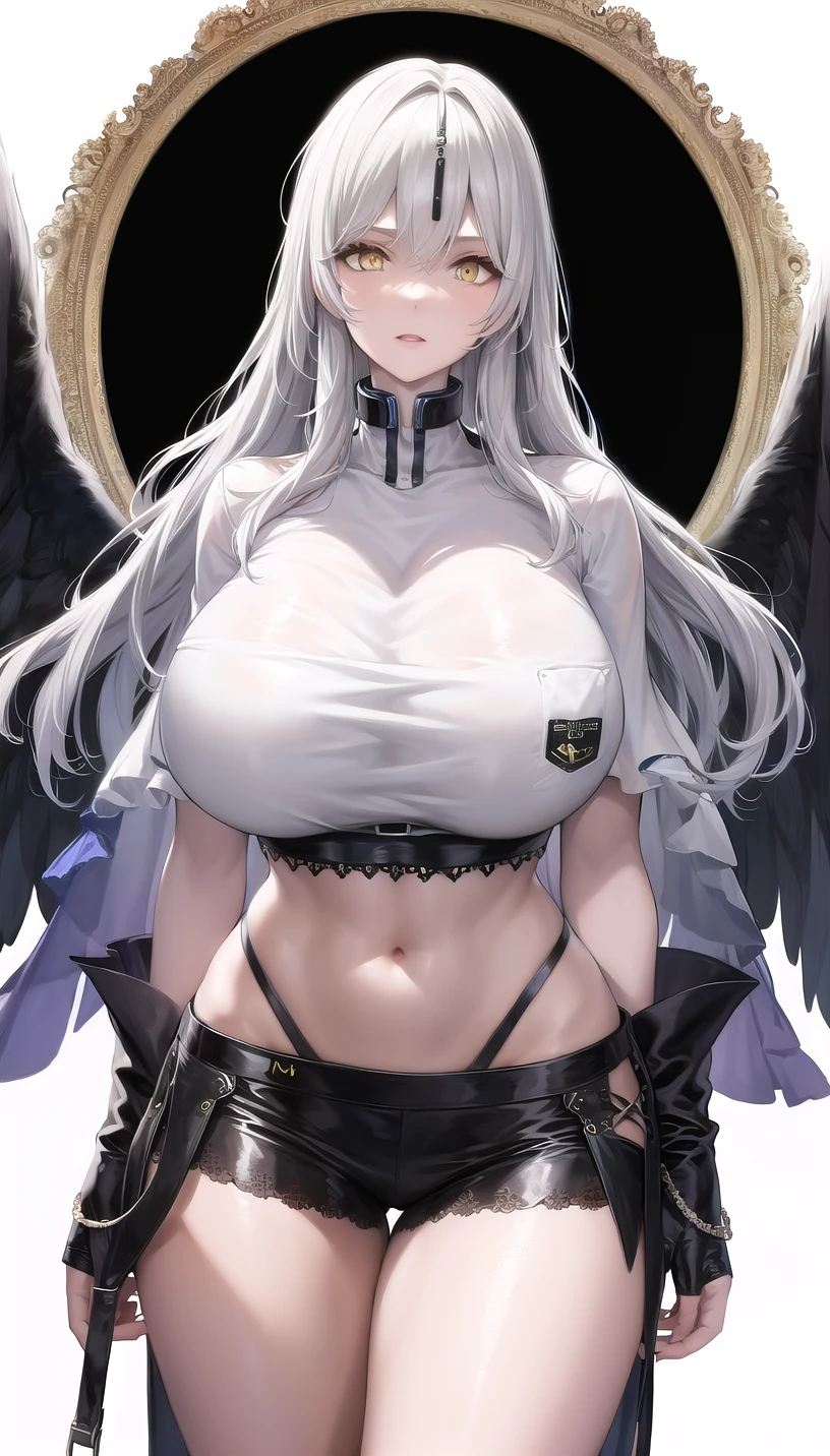 Wild　Wildな交尾　Wildなセックス　Sexual intercourse　Young Black Harpy　Black Hair Black Wings　Blue Eyes　Gothic　Sleepiness　Belt on torso　Japanese anime hand drawn illustration　whole body　Character portrait　Estrus　Nipples　nipple　nipple　Dark Skin　serious　Dark atmosphere　My chest is shaking　Bouncing breasts　Black waistband　Nipples強調　Nipples勃起　Spread your legs　Vaginal opening showing off the inside of the vagina　Vaginal exposure