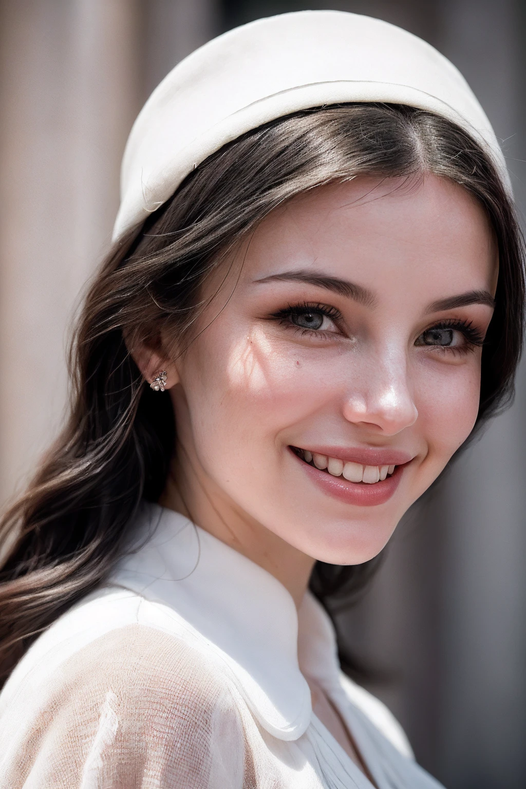 DaintyW_SoloTI_v1,
(with nose ring:1.3),
(In a vintage, simple outfit with a joyful smile and twinkling eyes, exuding a sense of optimism and love), (Amidst the poignant and beautiful moments of pre-war Italy and the harrowing experience of the Holocaust, where laughter and tears create a symphony of resilience and hope, a sense of enduring love and positivity fills the emotional air:1.3), (optimistic:1.3), (soft, warm lighting, contrasting with stark realities, emotionally resonant shot:1.3),, PA7_Portrait-MCU,