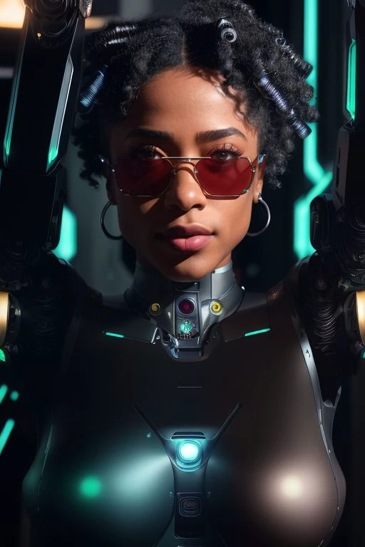 DEN_cocofreda_OF,
(woman with a (robot arm:1.2) and (mechanical limbs:1.2) wearing sunglasses, human body, (android:1.2), (robot arm:1.2), machinery, (cyberpunk:1.2), punk:1.2),
bokeh, f1.4, 40mm, photorealistic, raw, 8k, textured skin, skin pores, intricate details <lora:epi_noiseoffset2:1>, epiCRealism