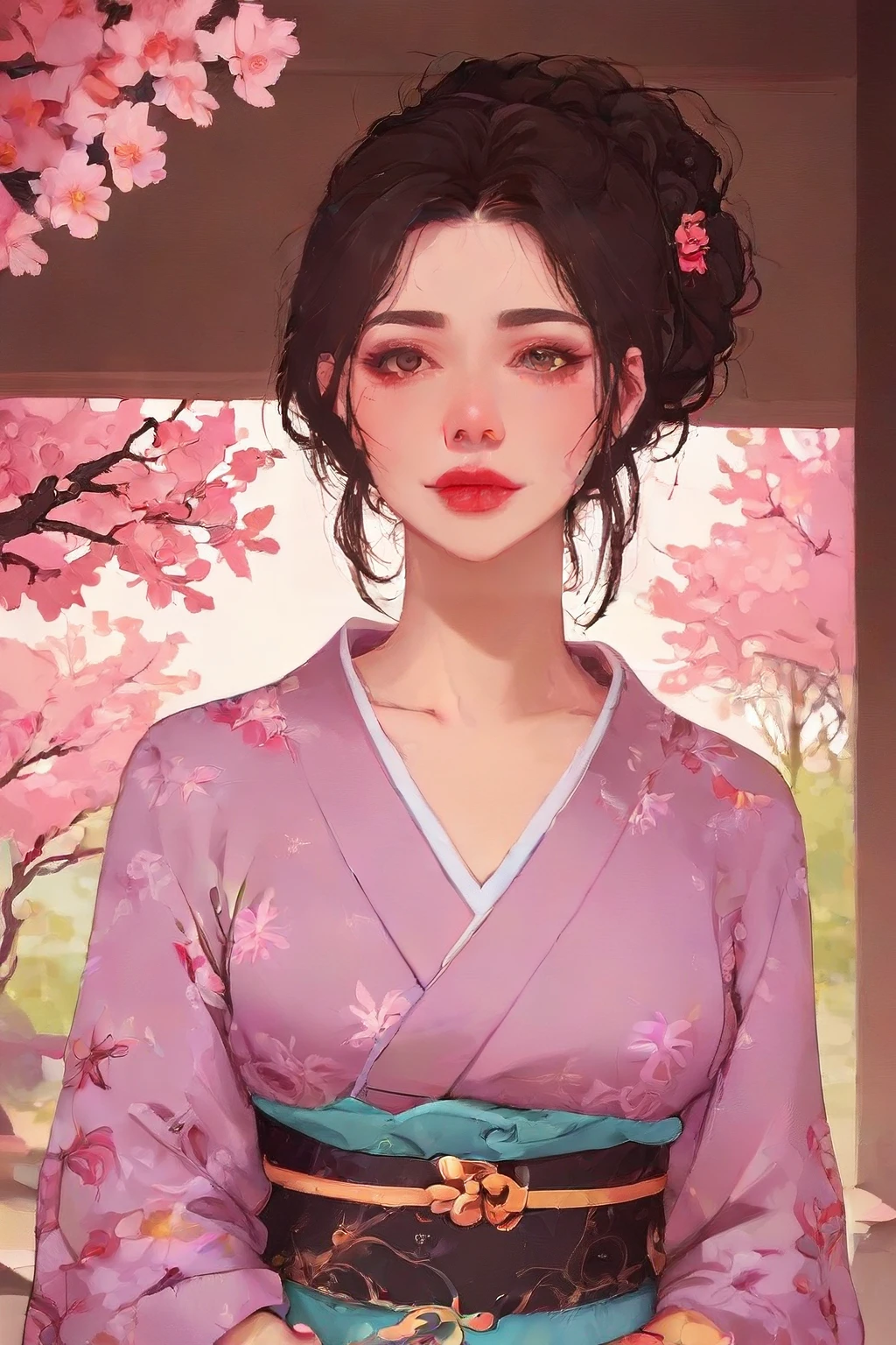 score_9,score_8_up,score_7_up,score_6_up,score_5_up,score_4_up,<lora:Turbo_XL:1>,<lora:Alina_Becker:1>,alina_becker,pale skin,makeup,brown eyes,1girl,kimono,cherry blossoms,upper body,<lora:NoctFlatStyleV2:1>,