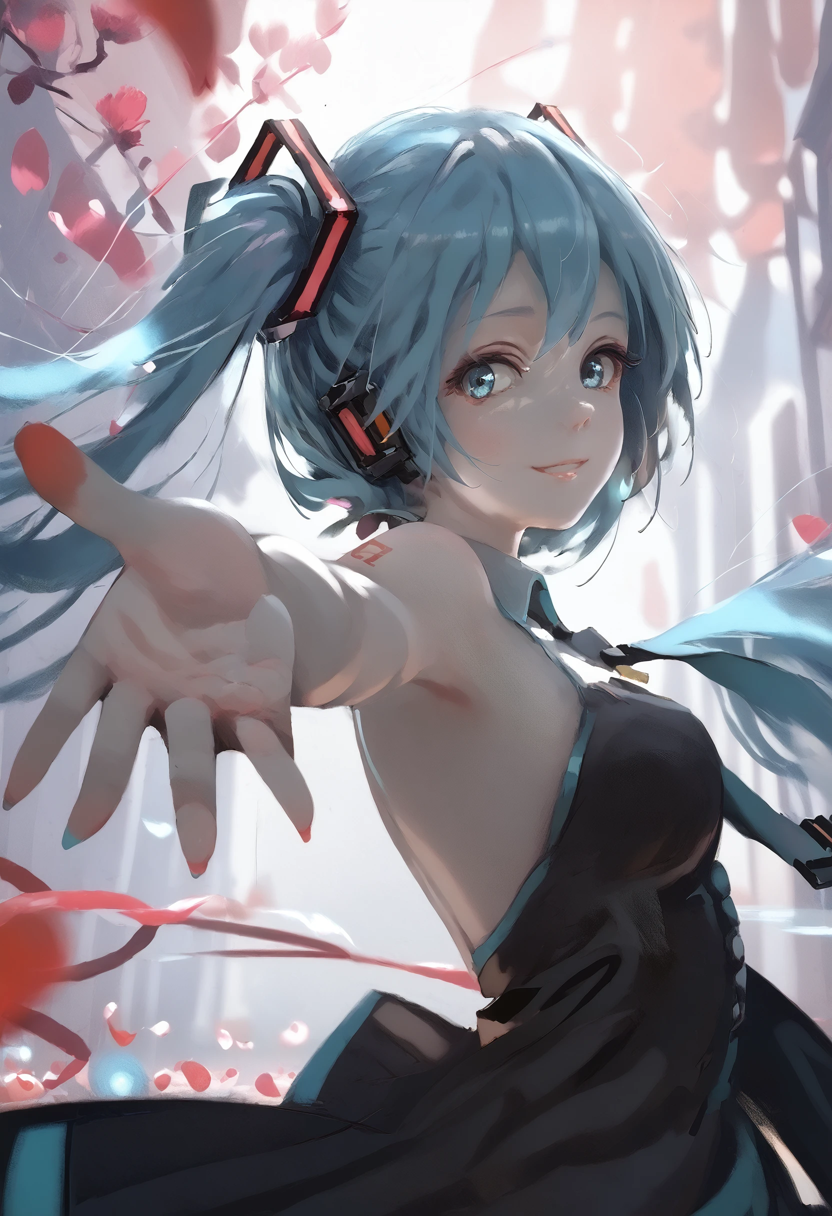 score_9_up score_8_up score_7_up, 1girl hatsune miku, light smile, from side, outstretched arm, reaching out, looking at viewer, petals
<lora:wlop_style_pony_retry_d32:1> <lora:falin_marcille_pony_d16:1>