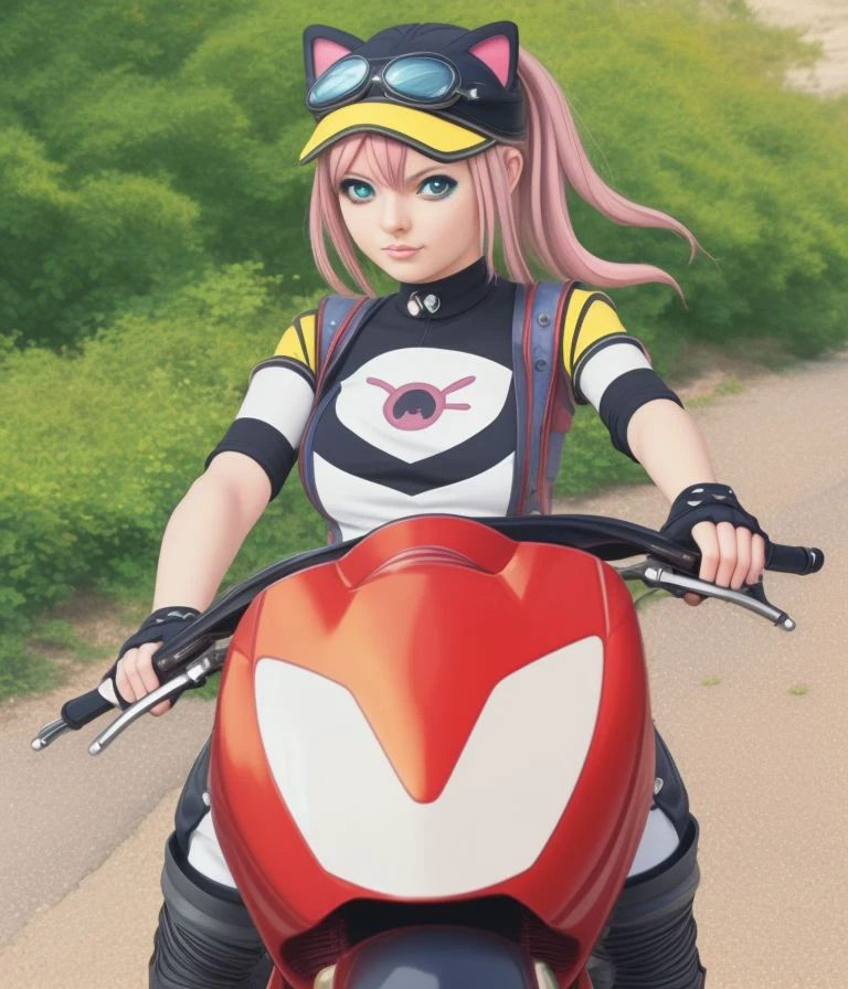 <lora:steamsummersalegirl2_cardosAnimatedv30:0.8> steamsummersalegirl cat fingerless gloves high resolution hd motorcycle