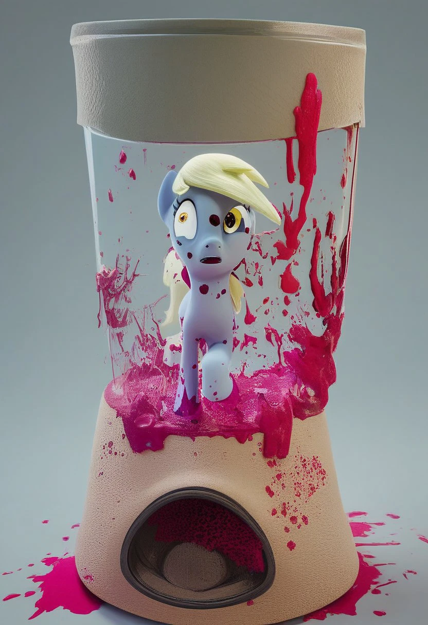 Liquified Carbuncle, pony in a blender, derpy hooves in a blender, animal focus, blender,  paint splatter, no humans, magic, horror,  glowing, liquid, BREAK ,score_9, score_8_up, score_7_up, score_6_up, score_5_up, score_4_up,