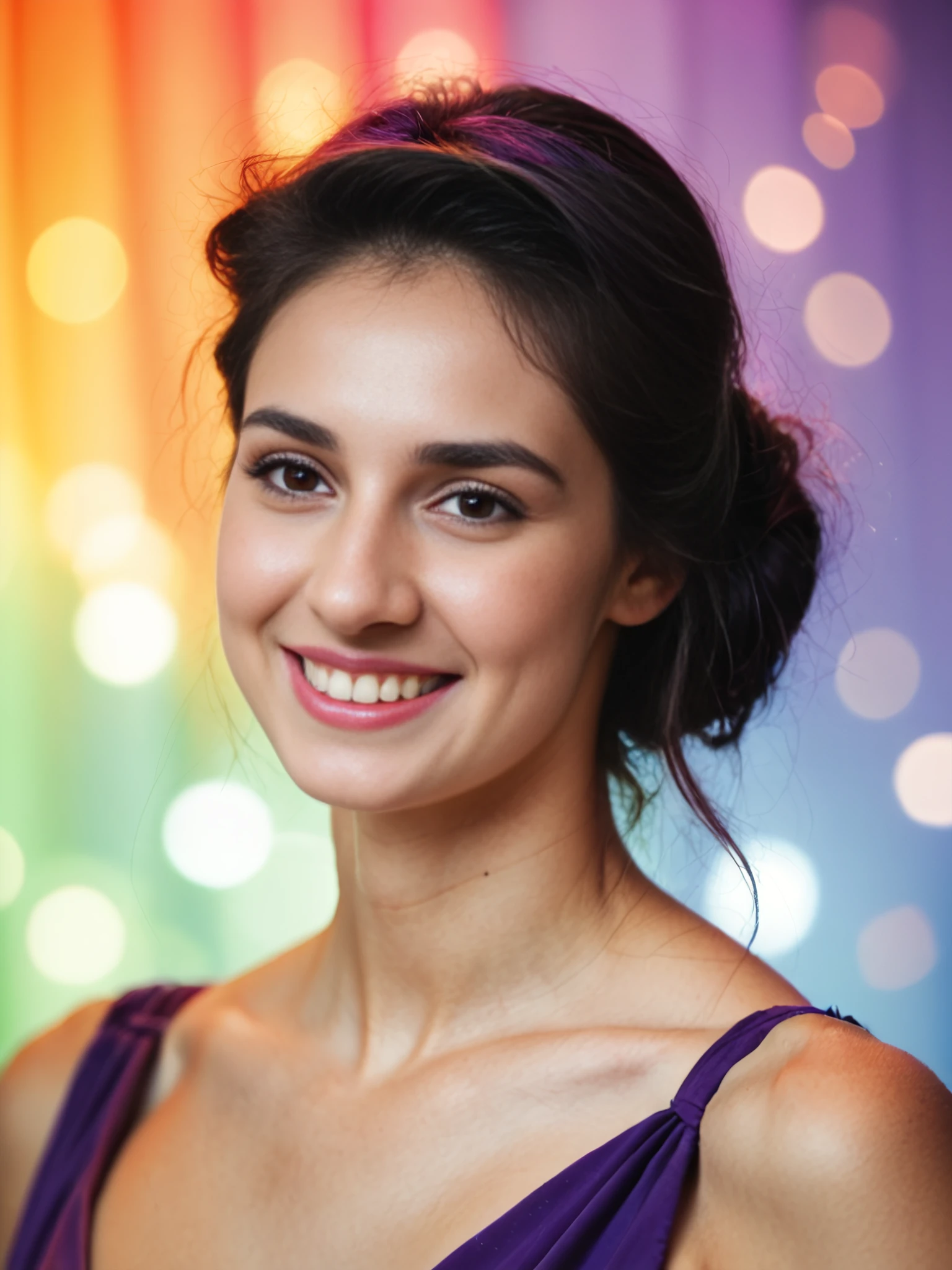 score_9, score_8_up, score_8,portrait photo, realistic, solo,smiling, Purple western dress, censored, colorful background bokeh, rating_safe, <lora:Disha_Patani_PDXL_Base_LoRA_prodigy_local_WD14:1>