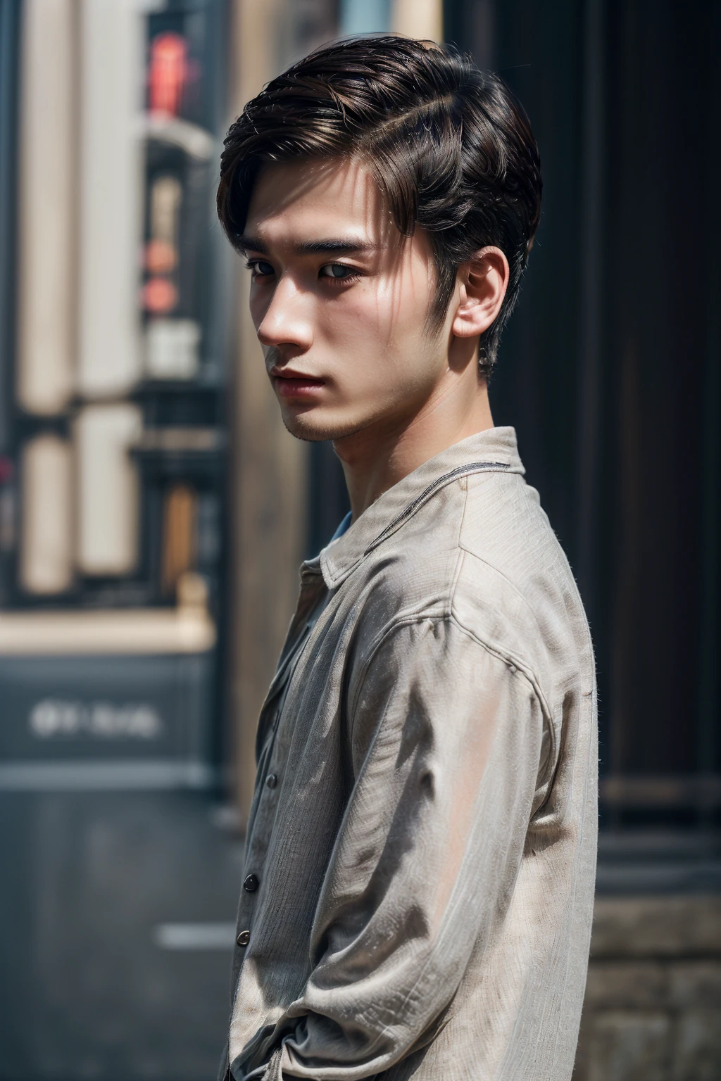 (best quality, masterpiece, ultra-detailed, high quality photography, photo realistic:1.33), (1 male, 27-years-old male, real skin texture, detailed skin texture, :1.21), (random fashion stylish pose, Looking Ahead, :1.33), solo, slim Asian male, handsome detailed face, Highly Detailed Hands, (random fashion outfit, Textured Male Haircut, Happy Valentine, simple_background, :1.1), <lora:增加細節3:1>