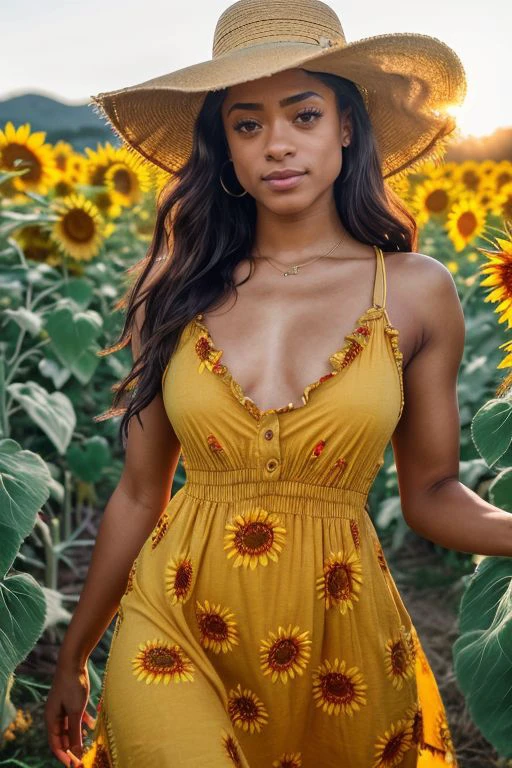 DEN_cocofreda_OF,
(walking through a field of sunflowers wearing a (summer dress:1.3) and sun hat, field, sunflowers, summer, scenic:1.2),
bokeh, f1.4, 40mm, photorealistic, raw, 8k, textured skin, skin pores, intricate details <lora:epi_noiseoffset2:1>, epiCRealism