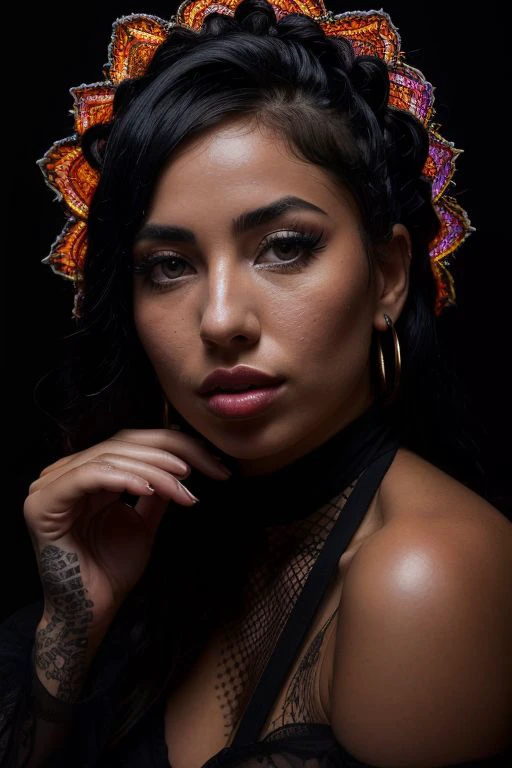 DEN_kattdumont_OF,
((headshot:1.1) portrait on a plain black background, (headshot:1.2), face focus, intricate (beautiful eyes:1.2), (wide open eyes:1.1), Big eyes, clean photo, circle lighting, high contrast:1.2),
bokeh, f1.4, 40mm, photorealistic, raw, 8k, textured skin, skin pores, intricate details <lora:epi_noiseoffset2:1>, epiCRealism