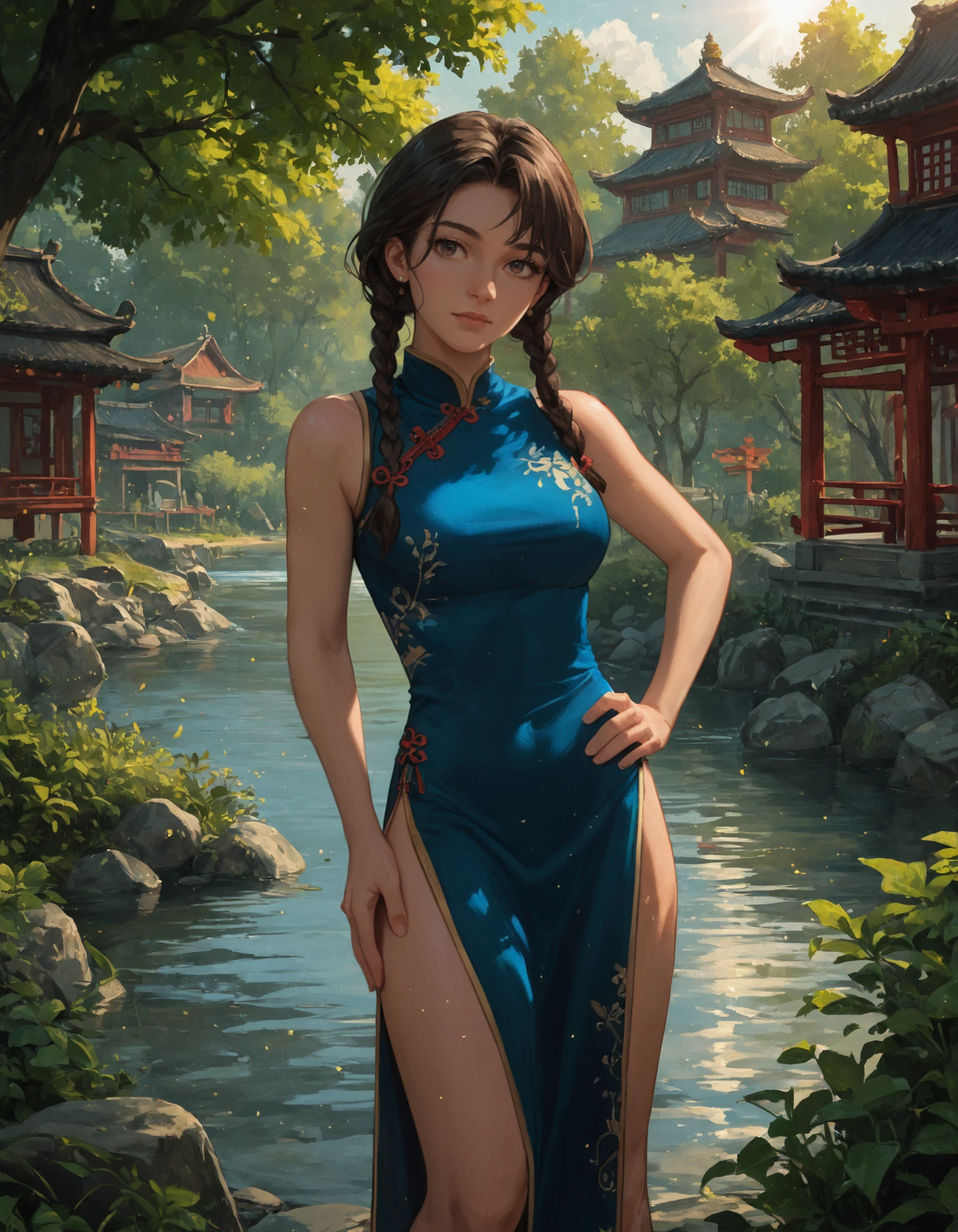 (Extremely detailed 8k wallpaper:2), (photo:2), (soigne Beautiful girl:2), (gives a lecture to friends:2), detailed (Face and eyes), (hyper realistic:1), (highly detailed:1), (epic realistic:1), rim light, (maximum details:1), cozy, (fullbody:1.3), (looking at viewer:2), (Woman's Attractive Qualities:2), (Attractive Woman:2), (Attractive:2), Smile, Intelligence, Empathy, Gracefulness, Sense of Style, Fitness, Grooming, Optimism, (Sensitivity:2), Sincerity, Romantic Gestures, Playfulness, Fashion Sense, (Sensuality:2), Charm, Modesty, Thoughtfulness, (Femininity:1), Flirtatiousness, Warmth, (Physical attractiveness:2), A beautiful smile, A love of life, strength and power, vulnerability, curiosity, wonder, love, (nature background:2), kawaii, waifu, Beautiful breasts, (attractive body:2), (Beautiful body:2), Beautiful pose, attractive pose, (Beautiful legs:1.0), (Beautiful clothes:1), (classic clothes:2), (elegant clothes:2), (European clothes:2), detailed clothes, (skirt:1), (blouse:1), (provocative pose)