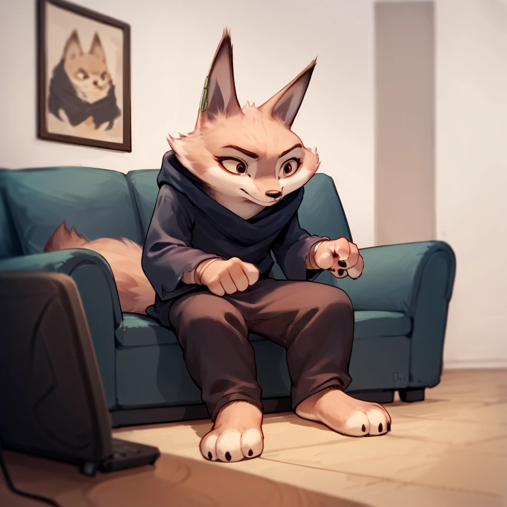 score_9, score_8_up, score_7_up, score_6_up, score_5_up, score_4_up, source_anime,  KFPZhen, furry, sitting, couch, watching tv,