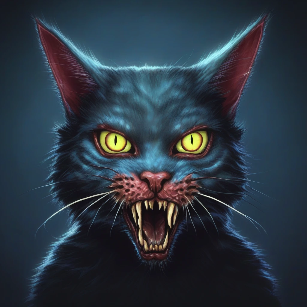 timjacobus style, mutant cat, horror theme,