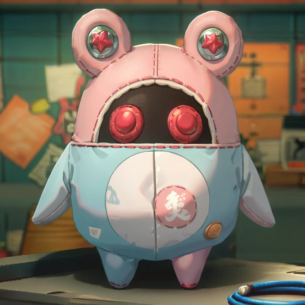 <lora:XL_bangboo_(zenless_zone_zero) (pony):1>,1other,doll,stuffed toy,no humans,solo,standing,, score_9,score_8_up,score_7_up, source_anime,