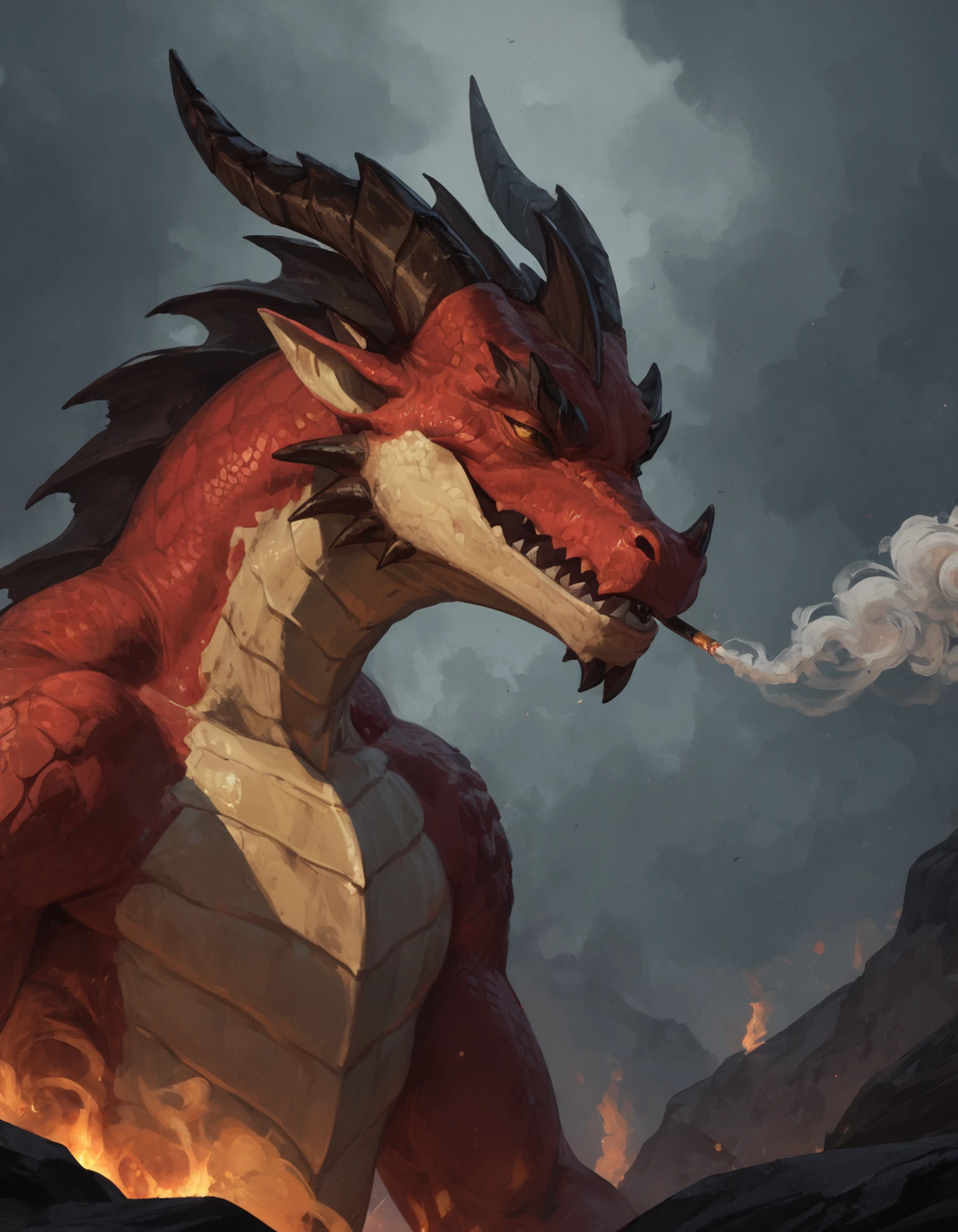 score_9, score_8_up, score_7_up, dragon, dragon horns, smoke,