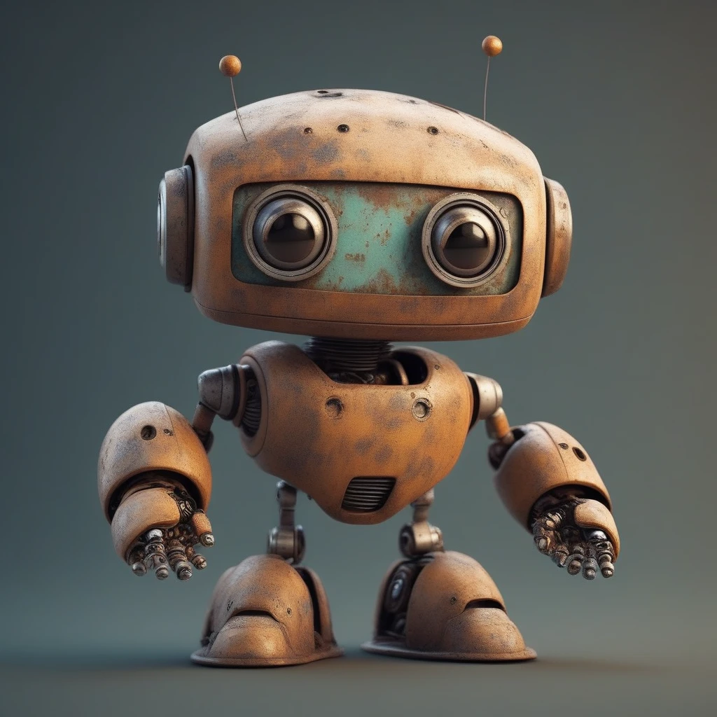 cute robot, rusty