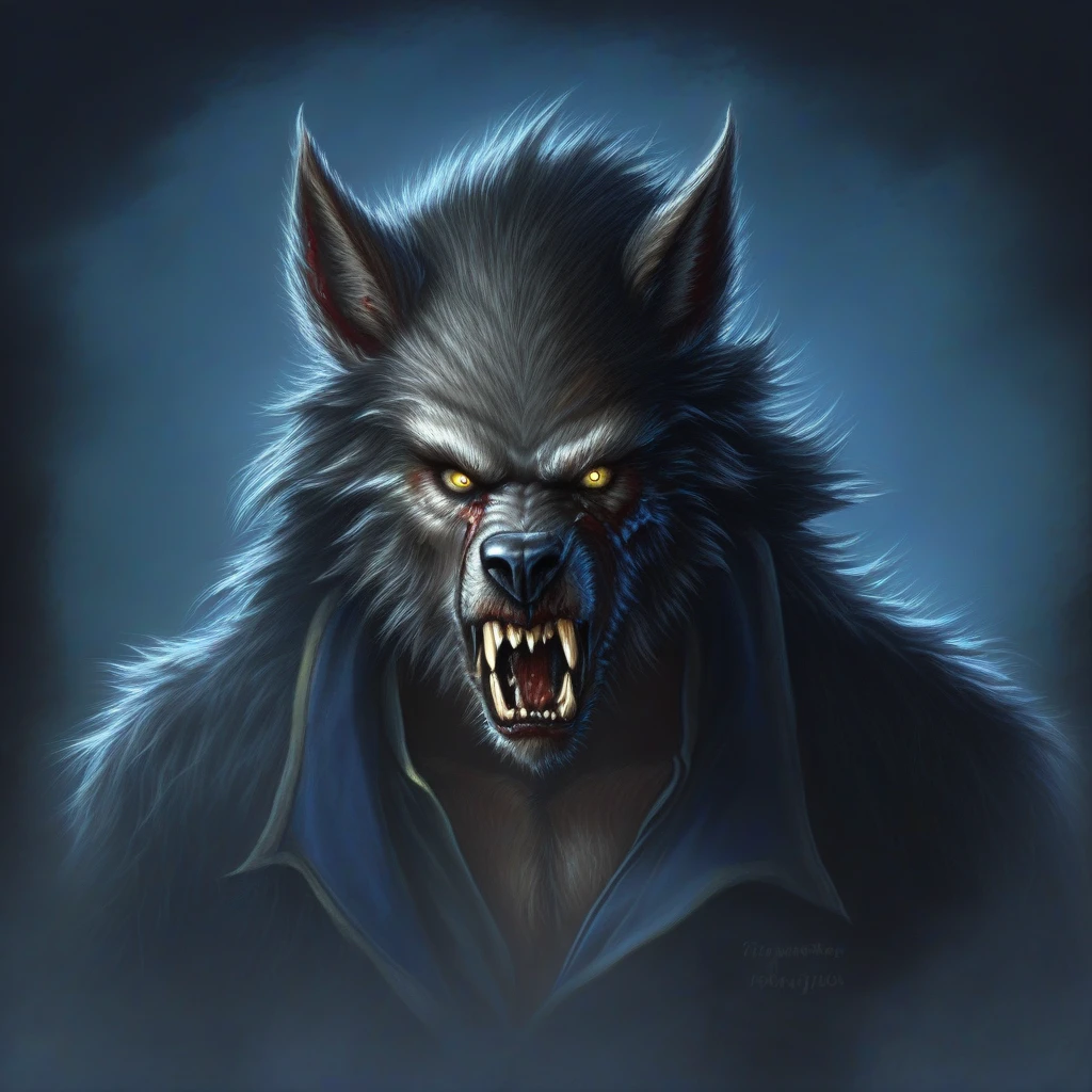 timjacobus style, werewolf, horror theme,