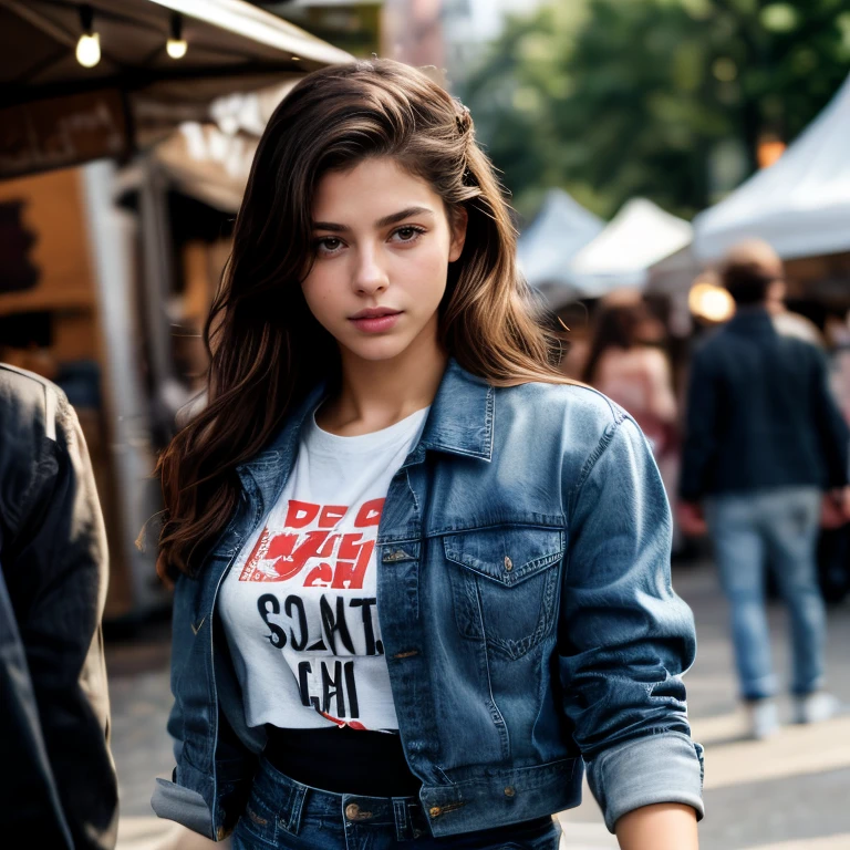 (Portland Saturday Market, SFW, denim jacket, graphic tee, high-waisted jeans, sneakers, browsing local crafts, early afternoon:1.35) Instagram_Influencer_119_By_Stable_Yogi
Faceshot_By_stable_yogi
Styler_Embedding_By_Stable_Yogi
<lora:Detail Blaster By Stable Yogi:0.5>
(center_parted_long_wavy_hair)