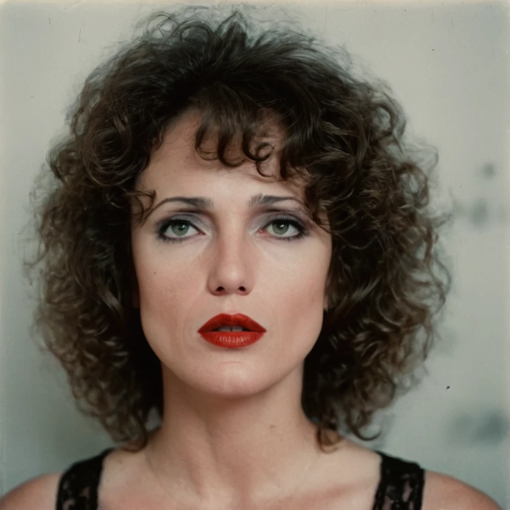 analog film photo of  <lora:Honey Wilder:1> Honey Wilder:
 <lora:eyetune:0.3>
 <lora:perfection style:0.1> 
 <lora:detailed:0.1>
 <lora:facial expression style v2:0.1>
sad facial expression of a sad messy curly hair milf woman with a red lipstick looks off to the side, movie themed, sharp, detailed skin, epic cinematic photography, artistic, creative, wrinkly face, dramatic lighting style, cinematic color style, Kodak film style, skin pore, emotional style, gustier style, facial expression style, sad facial style, 1girl, solo, black hair, closed mouth, collarbone, blurry, lips, messy hair, portrait, realistic, curly hair, photorealistic
, faded film, desaturated, 35mm photo, grainy, vignette, vintage, Kodachrome, Lomography, stained, highly detailed, found footage