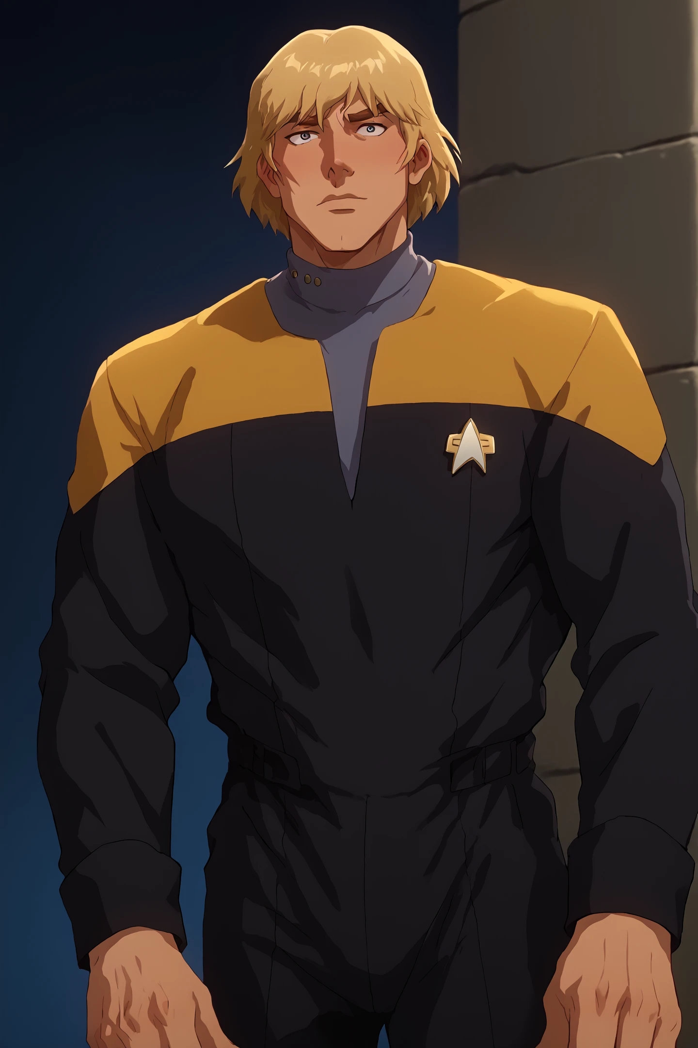 score_9, score_8_up, score_7_up, source_anime, source_explicit
he-man,solo,1boy,male focus, muscular, blonde hair, close up,in a castle
voyunf, yellow star trek uniform,yellow shoulders,long black sleeves,black pants,black jumpsuit,grey Vneck<lora:VoyPony>
<lora:He-Man_-_Masters_of_the_Universe_Revelation:1>