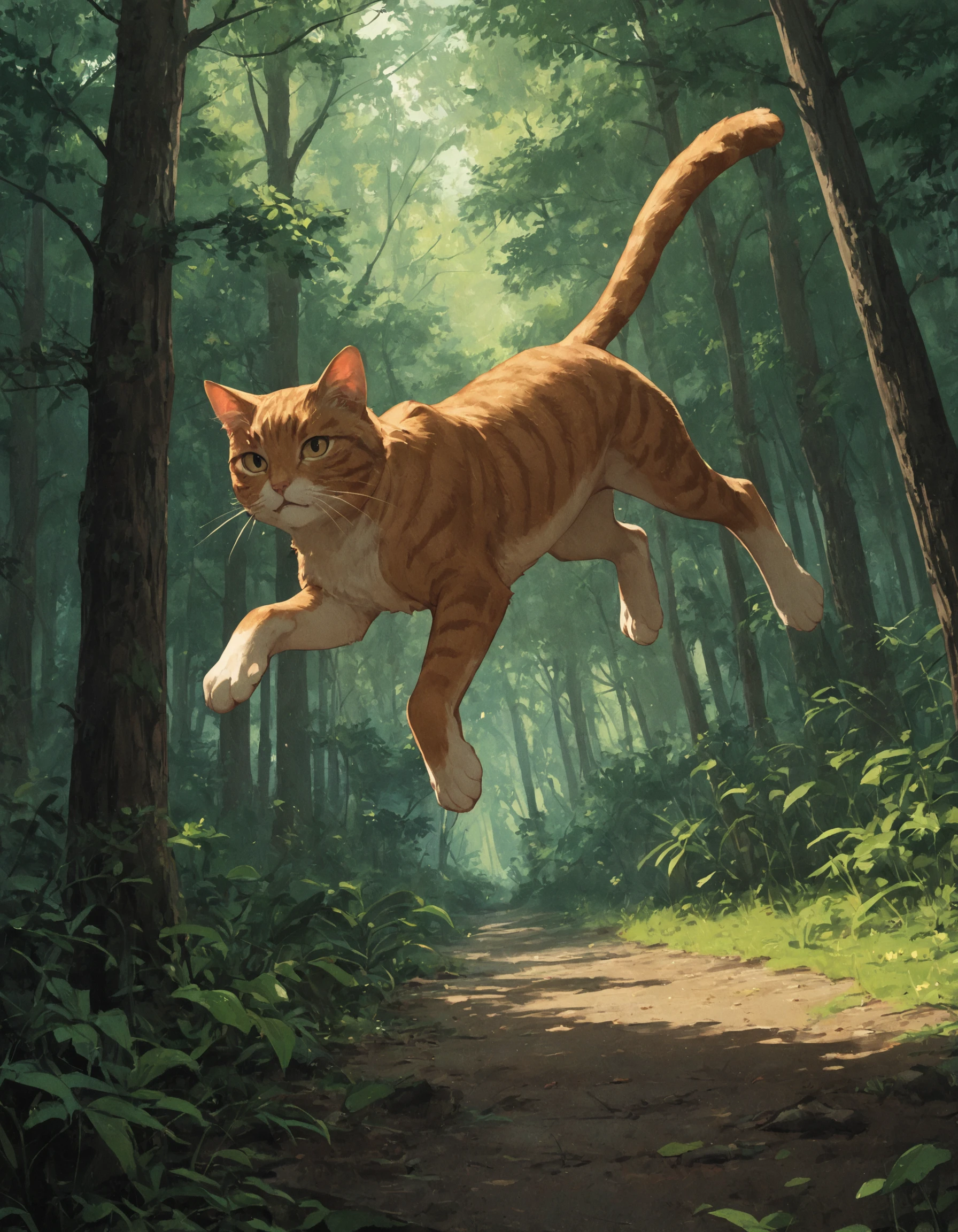 score_9, score_8_up, score_7_up, score_6_up, score_5_up, source_anime, cat, forest, jumping,