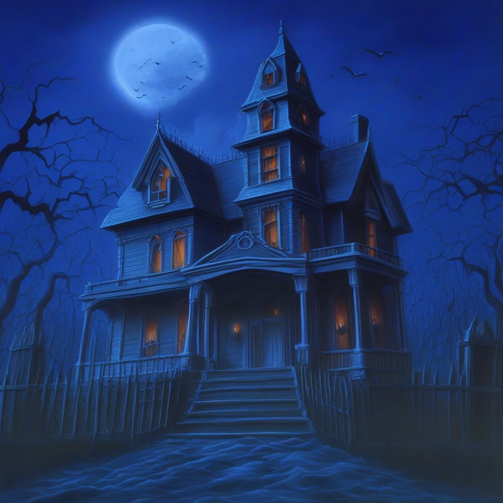 timjacobus style, haunted house, horror theme,