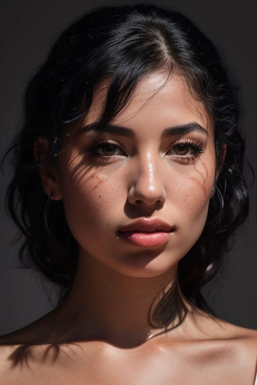 DEN_kattdumont_OF,
((headshot:1.2) portrait on a (plain background:1.2), (headshot:1.2), (face focus:1.1), lighting from the left, (shadows:1.2), (left side lighting:1.2), (side light:1.3), (half lit face:1.1), (strong shadows:1.2):1.2),
bokeh, f1.4, 40mm, photorealistic, raw, 8k, textured skin, skin pores, intricate details <lora:epi_noiseoffset2:1>, epiCRealism