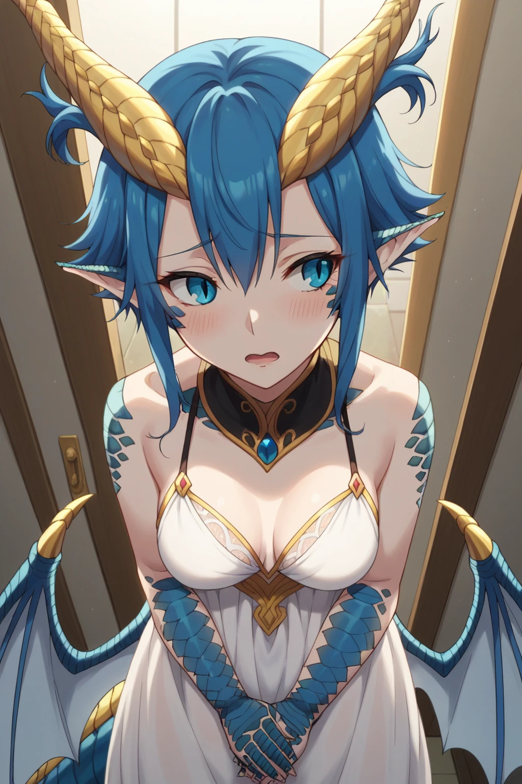 skadidragenfelt, <lora:skadi dragenfelt s1-lora-nochekaiser:1>,
skadi dragenfelt, short hair, blue hair, sidelocks, pointy ears, horns, blue eyes, colored skin, monster girl, dragon horns, dragon girl,
BREAK navel, tail, wings, dragon tail, scales, dragon wings,
BREAK outdoors, grey sky, clouds, thunder,
BREAK looking at viewer, (cowboy shot:1.5)
BREAK <lyco:GoodHands-beta2:1>, (masterpiece:1.2), best quality, high resolution, unity 8k wallpaper, (illustration:0.8), (beautiful detailed eyes:1.6), extremely detailed face, perfect lighting, extremely detailed CG, (perfect hands, perfect anatomy),