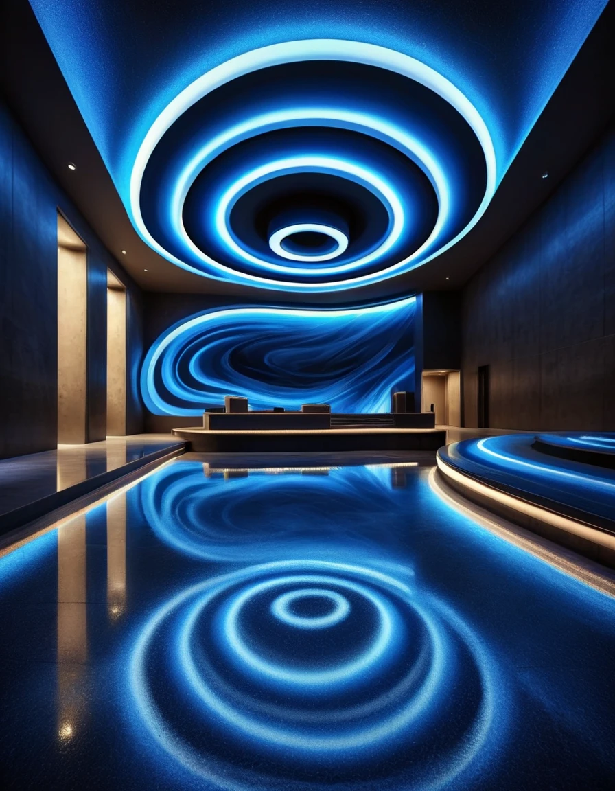 [Parking garage|Spa], Swirling deep blue, soft light, made out of ral-vcnafbrc <lora:ral-vcnafbrc-sdxl:0.85>, professional fine composition, beautiful composition, perfect symmetry, fantastic aesthetic, elegant, radiant, atmosphere, cinematic perfect intricate stunning fine detail, full color