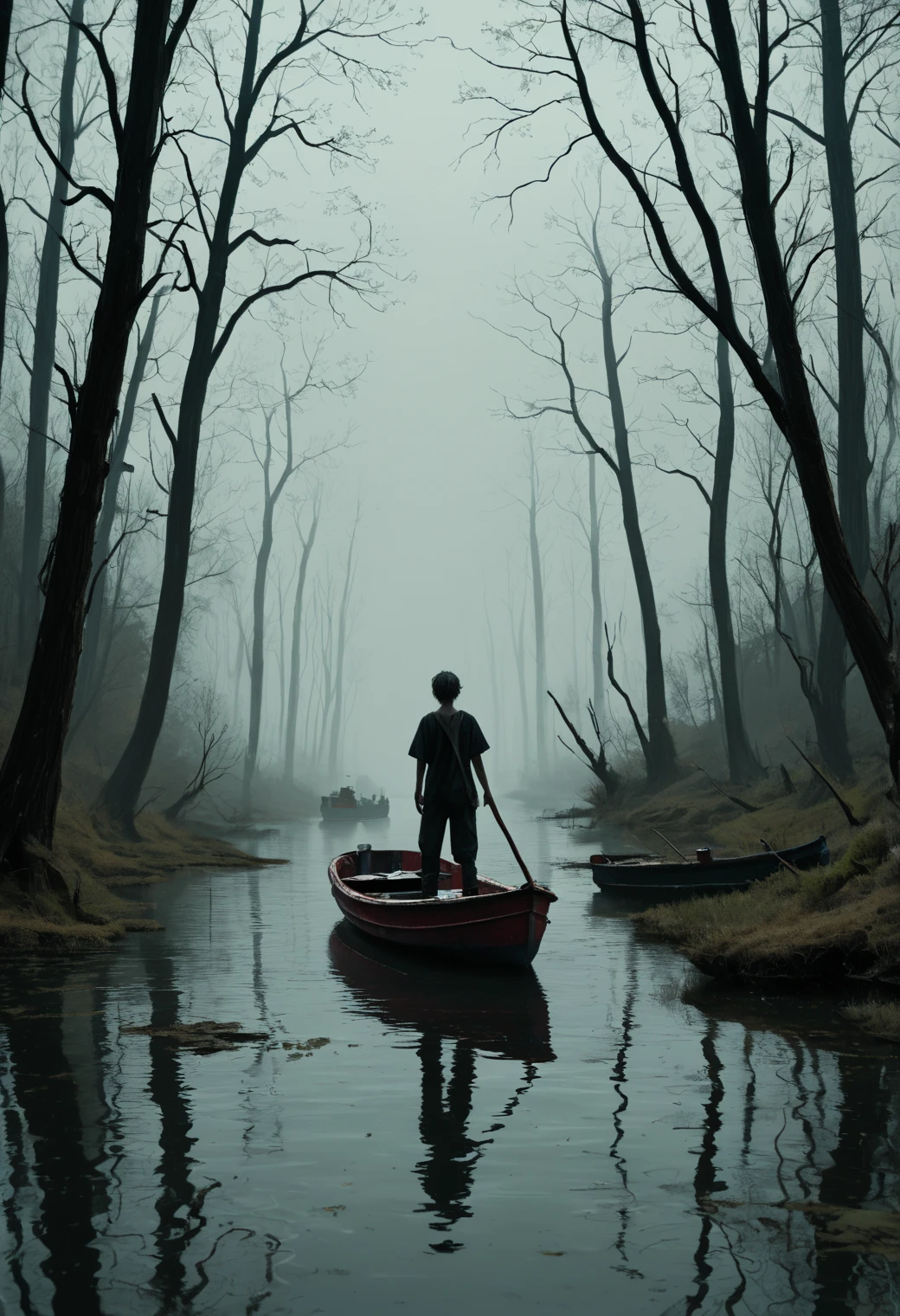 score_9,score_8_up,score_7_up,
linquivera,Ink illustration,(anime:0.5),brown tones,aged black red paper,inkpunk,moonlight,surreal,a ghost standing on a boat in swampy wetlands,(at a distance),Will-o'-the-wisp,moonlit,lonely,solitude,windy,tall trees,willows,willowy,OverallDetail,extremely detailed,UHD,(long exposure , dystopian but extremely beautiful:1.4),
