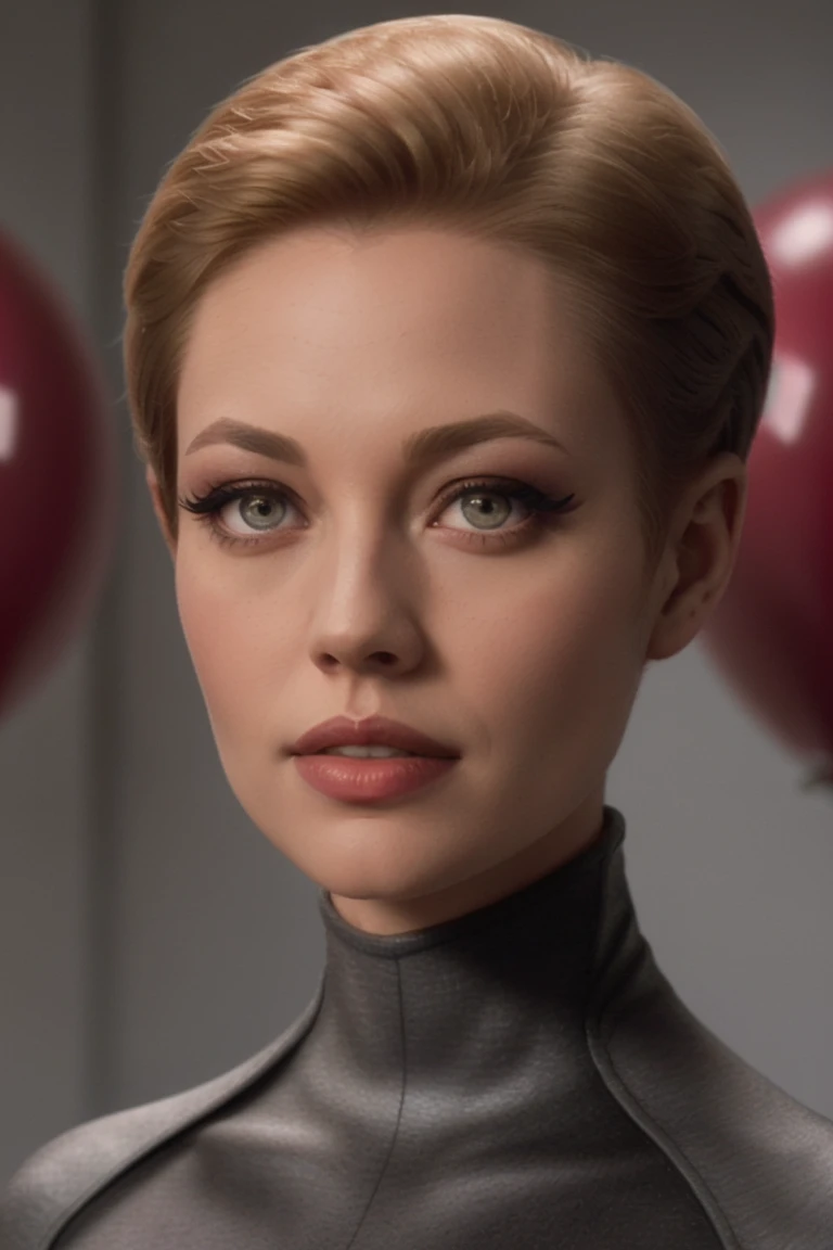 <lora:sevenofnine-09:0.6>,sevenofnine, ((short hair, pixie cut)), ((detailed skin, detailed face):1.2), ((detailed eyes, beautiful eyes):1.2), ((red lipstick, blush, eye shadow, eyeliner, pale skin)), , photo of a woman, ,fashion portrait photo of a woman from the 60s wearing a red turtleneck standing in the middle of a ton of balloons, taken on a hasselblad medium format camera, ((short hair, pixie cut))