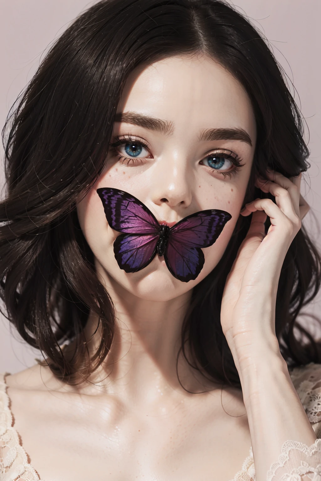 ((best quality, masterpiece, absurbres, super-resolution)), butt3rflym0uth, pink butterfly, <lora:butt3rflym0uth_v38:0.8>