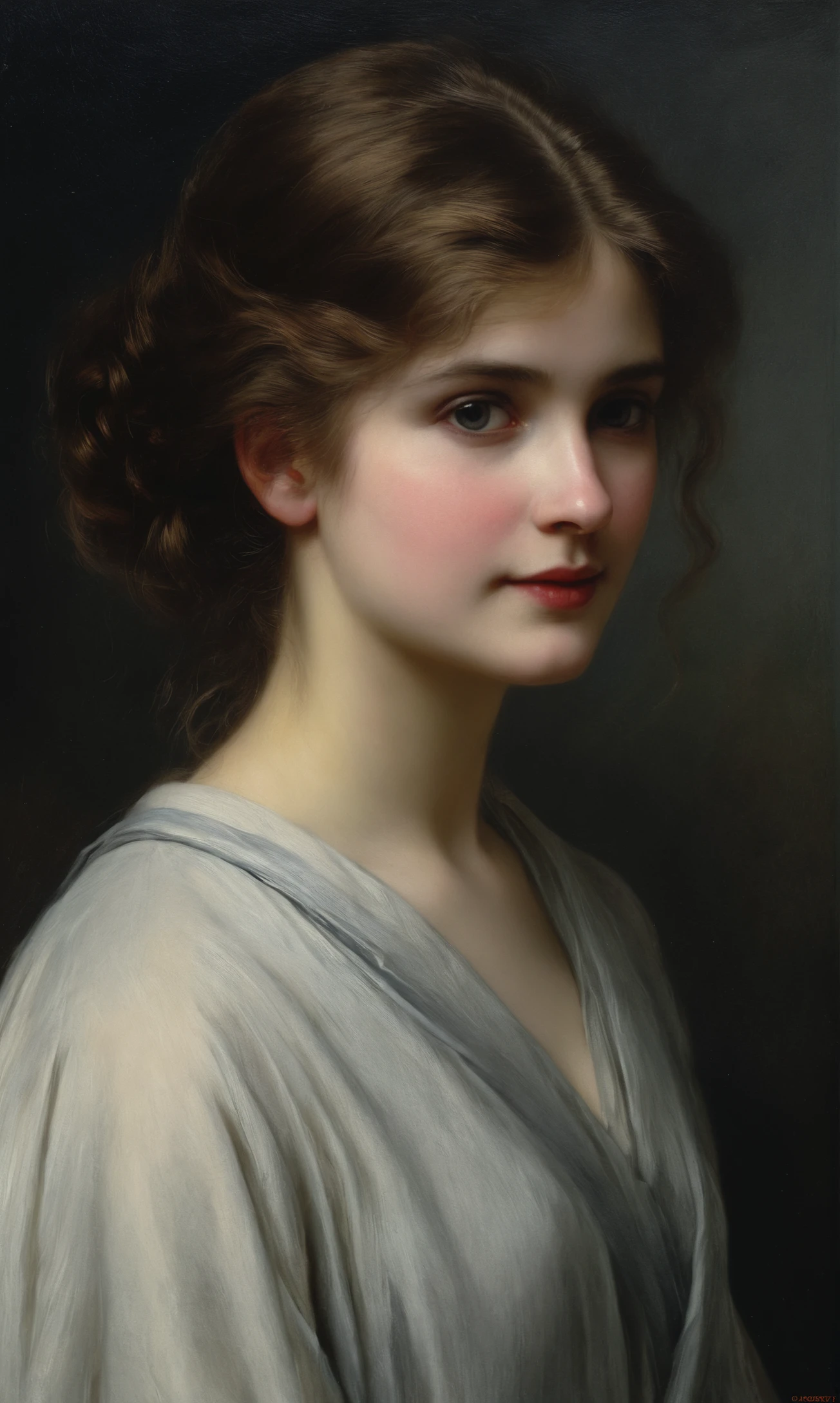 Masterpiece, Portrait of a woman by Albert Lynch, Abbott Handerson Thayer, highly detail, best quality,  HairDetail