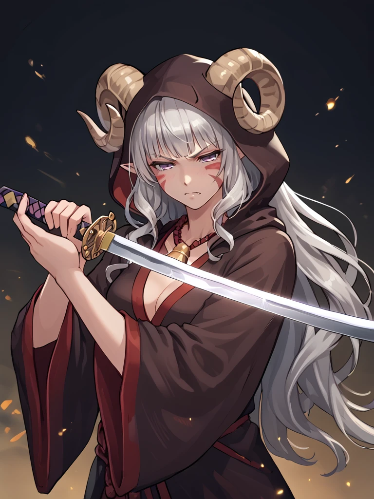 pointing katana