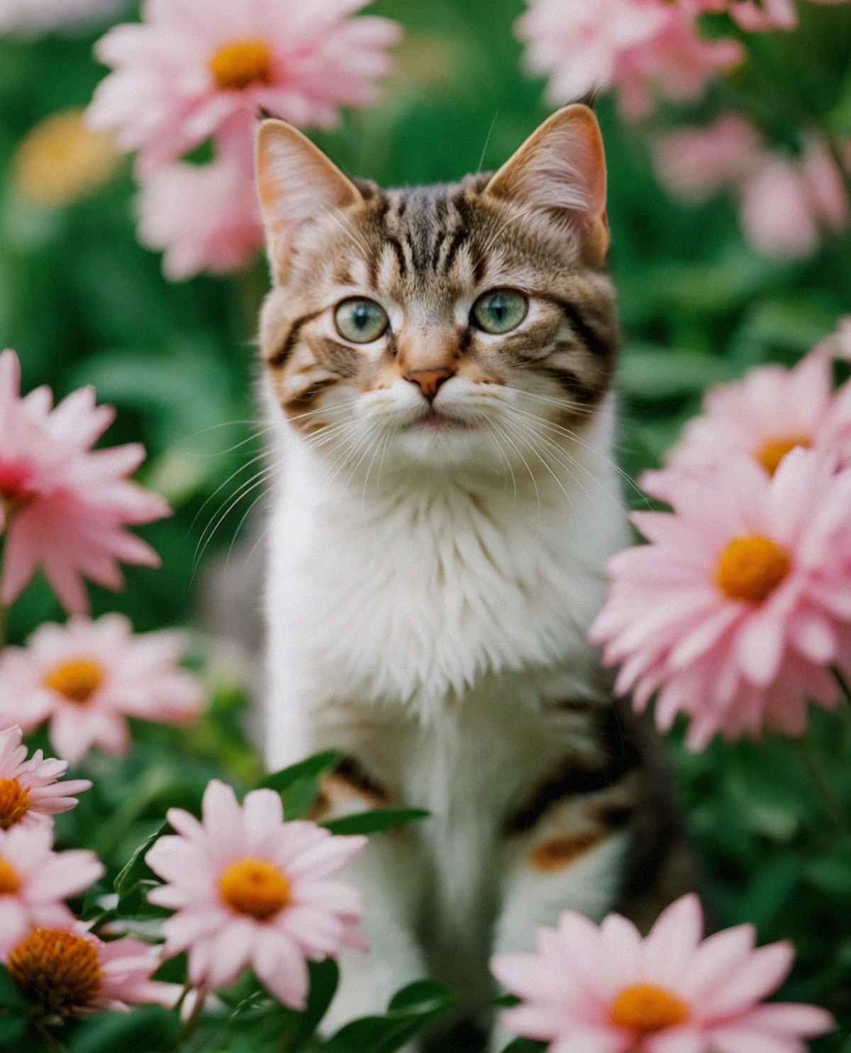 fl0w3rc4tstyle, cat by fl0w3rc4tstyle surrounded by flowers