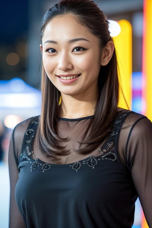 1girl,(RAW photo, best quality), (realistic, photo-realistic:1.4), masterpiece, an extremely delicate and beautiful, extremely detailed, 2k wallpaper, Amazing, finely detail, extremely detailed CG unity 8k wallpaper, ultra-detailed, highres, soft light, beautiful detailed girl, extremely detailed eyes and face, beautiful detailed nose, beautiful detailed eyes,cinematic lighting,perfect anatomy,slender body
(wearing blouse)(long pants)
(at a park at night),(japan summer festival),(festival stalls:1.2),(city lights at night),
smiling
 <lora:andomiki_lora:0.7>